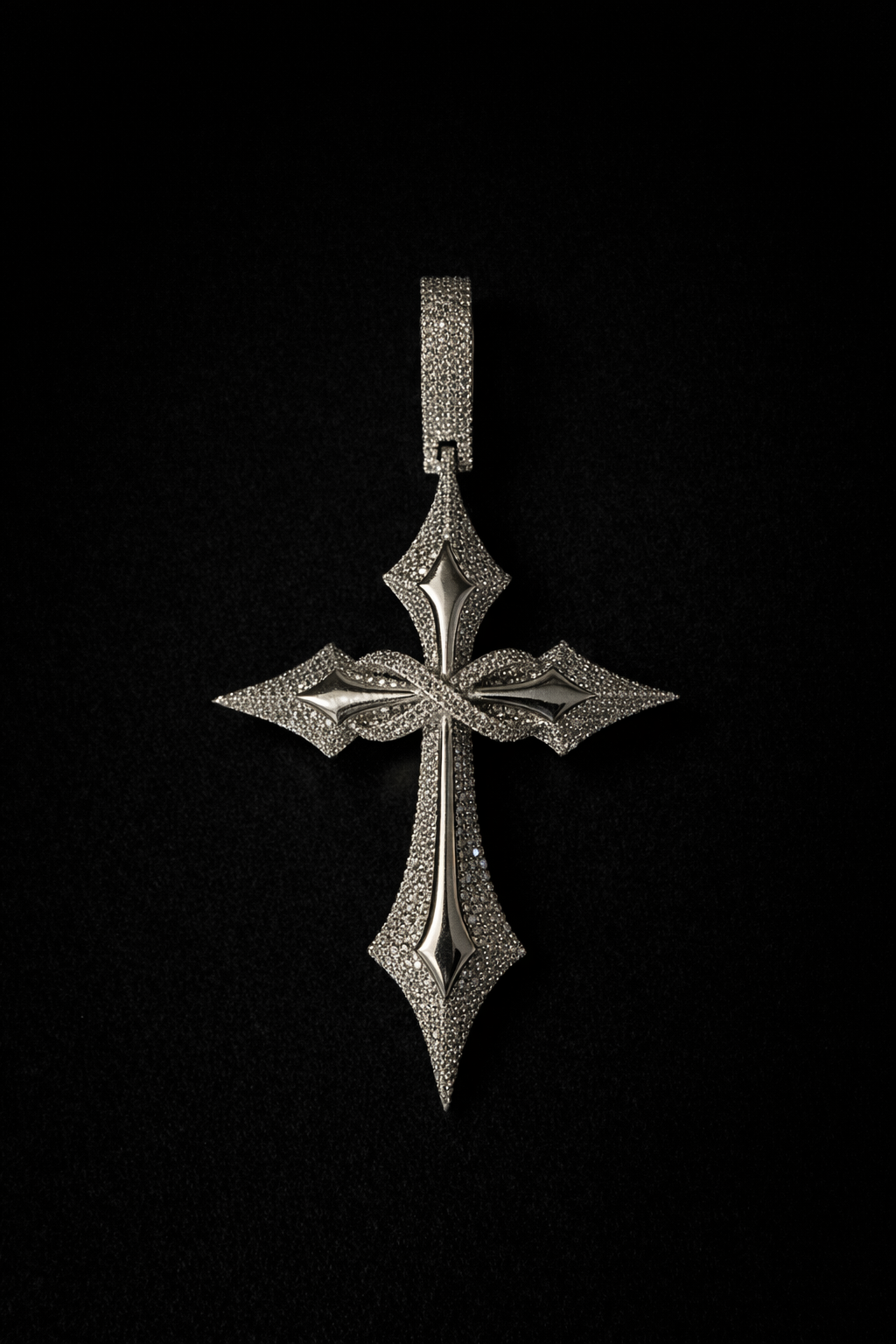 Gelati's Bespoke Infinity Crucifix IF-FL Lab Moissanite Diamond Pendant in Solid 925 Sterling Silver & 18 Vermeil Gold