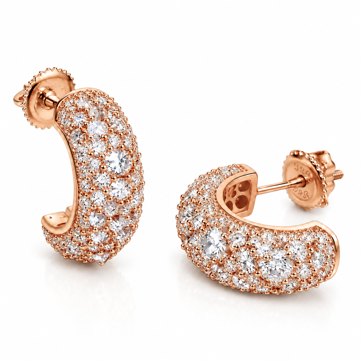 GELATI LIMITED | LOOP SPIKED DIAMONDS METEORIC EARRINGS - FL-IF LAB MOISSANITE DIAMONDS | 925 Sterling Silver | 18K Vermeil Gold