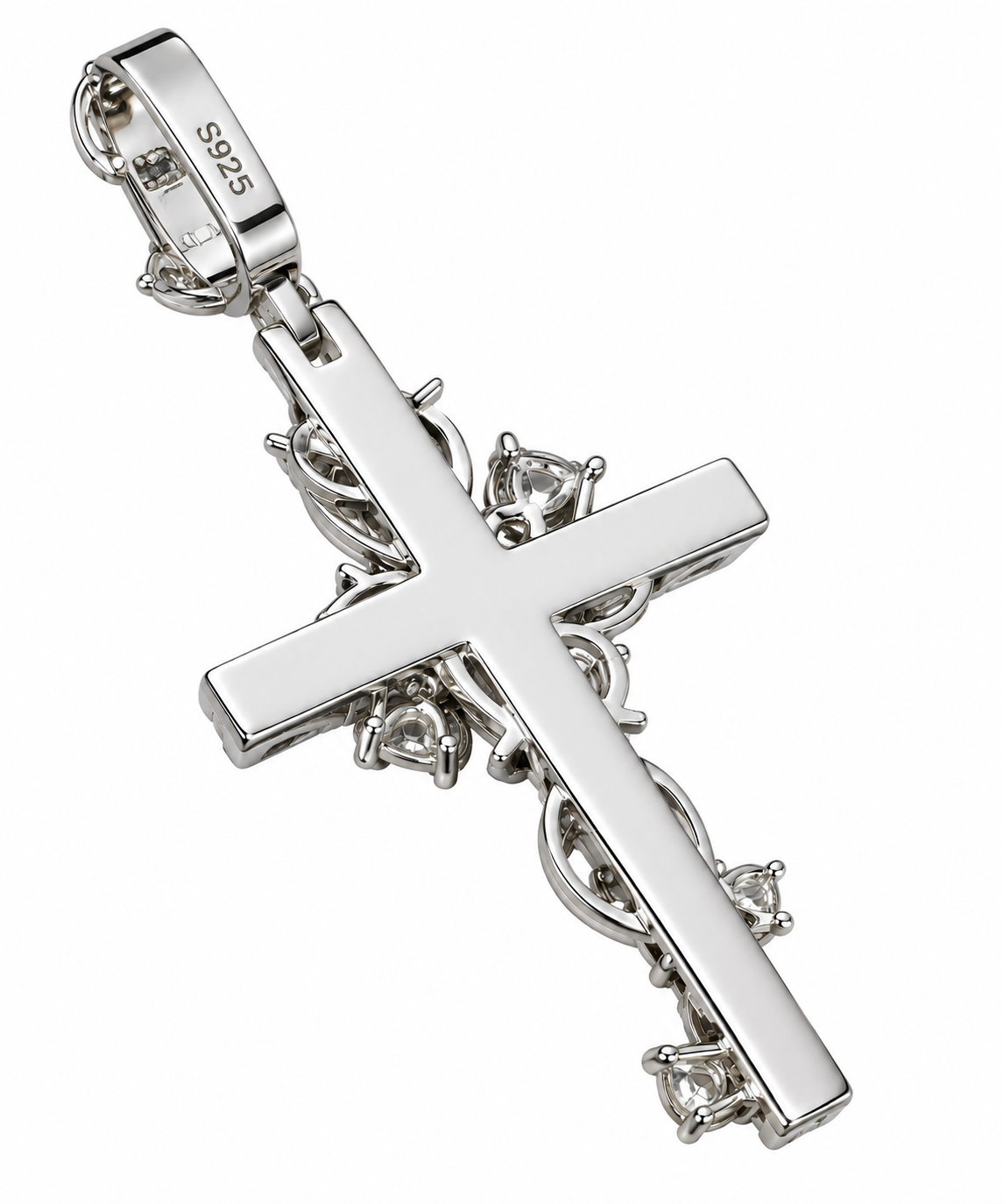 Gelati Diamond Thorns Crown Cross Pendant FL-IF | Flawless Lab Moissanite | 925 Sterling Silver | 18K Vermeil Gold