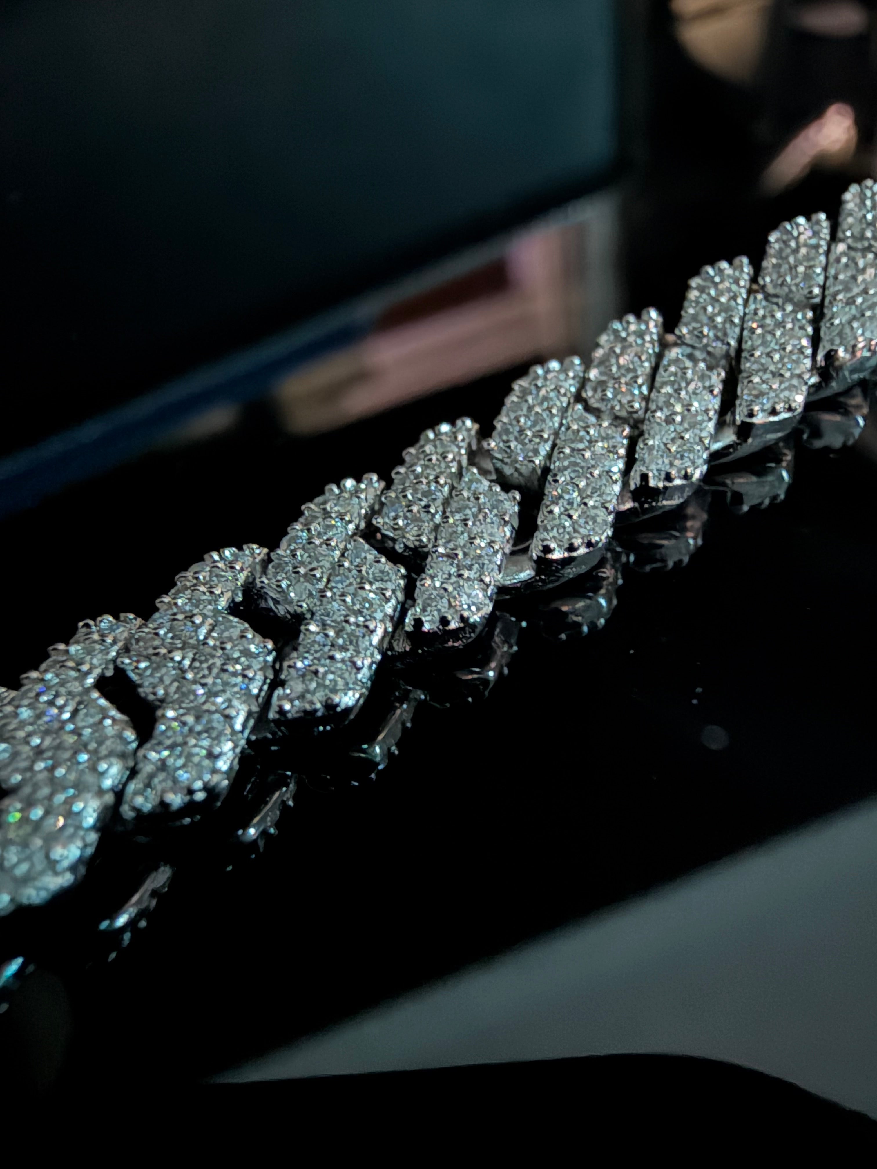 Gelati's Special Edition FL-IF Flawless Lab Moissanite Diamond Miami Prongue 10MM Cuban Bracelet In Solid 925 Sterling Silver & 18K Vermeil Gold