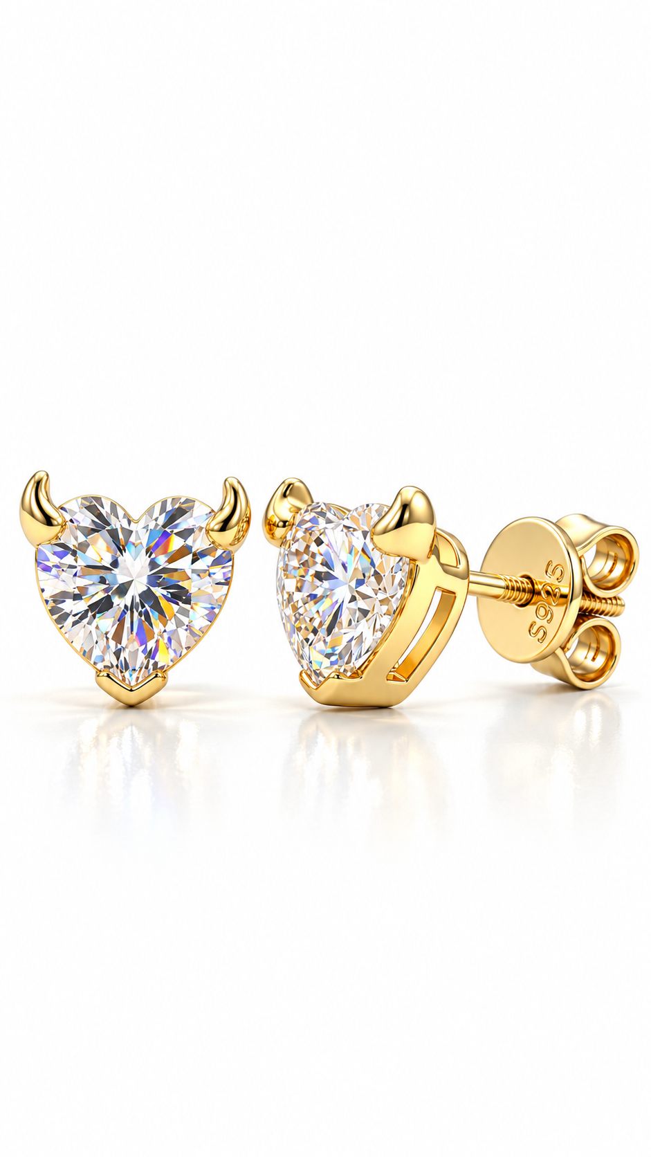 GELATI DIAMOND DEVIL EARRINGS | FL-IF FLAWLESS MOISSANITE | 925 STERLING SILVER | 18K VERMEIL GOLD