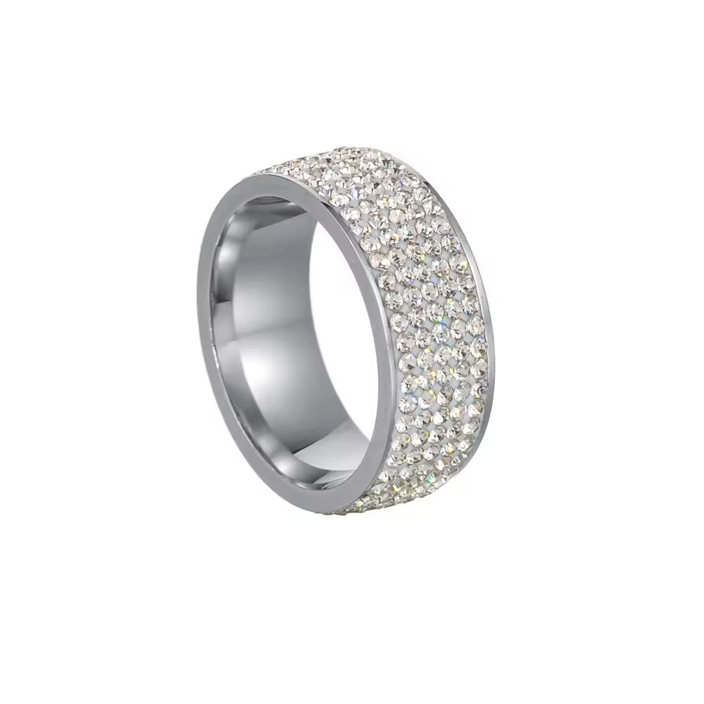 Gelati's 6MM Multi Layer Carbon Diamonds Titanium & Vermeil 18k Layers Ring