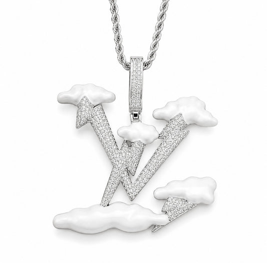GELATI’S BESPOKE “THUNDERSTORM” MICRO PAVE & WHITE ENAMEL DIAMOND PENDANT