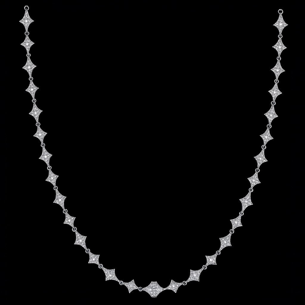 Gelati's Starchain Link 8MM Bespoke 925 Sterling Silver & 18k Vermeil Gold Necklace CB / IF-FL Lab Moissanite Diamonds.