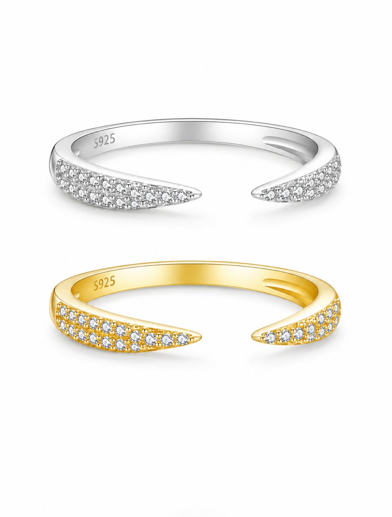 GELATI’S FANG OF ICE VVS1 D-COLOR MOISSANITE DIAMOND ETERNITY BAND IN 925 STERLING SILVER & 18K VERMEIL GOLD ACCENTS