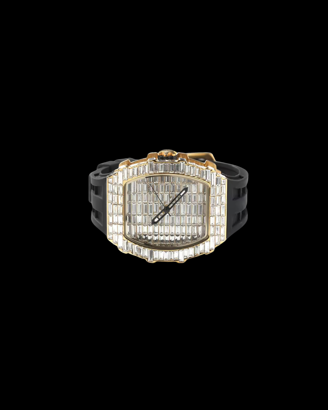 Gelati's Baguette Bussdown Carbon Diamonds & Stainless Steel Watch