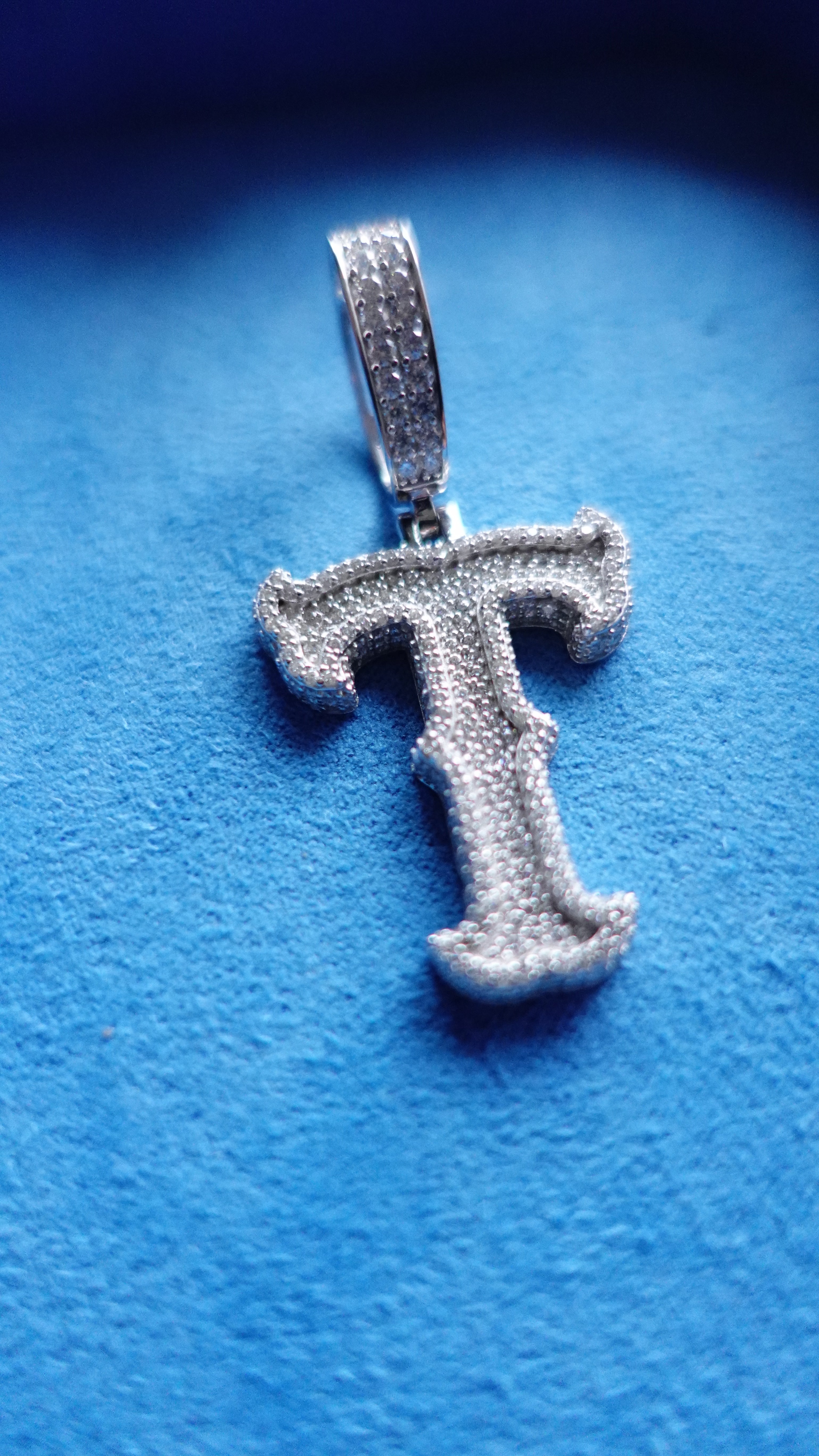 Gelati's Bespoke Custom Moissanite Lab Diamond FL-IF Initial Letters In 925 Sterling Silver & 18k Vermeil Gold Inlay