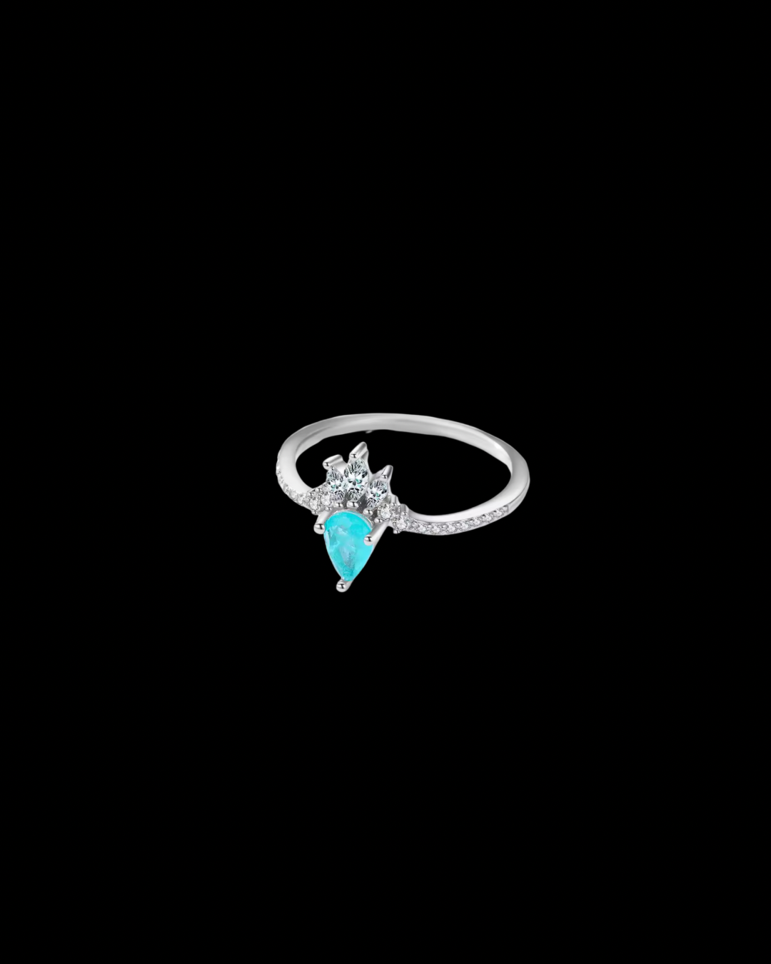 Gelati's Tourmaline & VVS1 Moissanite Diamond Ring in Sterling 925 Silver & 18k Vermeil Gold Inserts