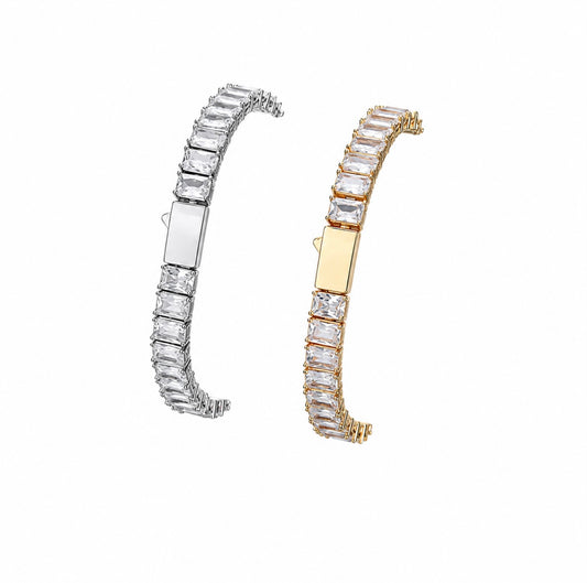 GELATI’S TITANIUM & 18K VERMEIL | CARBON DIAMOND BAGUETTE TENNIS BRACELET