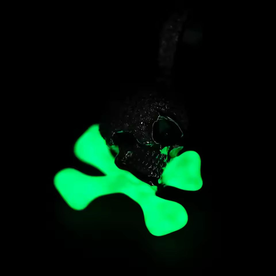 Gelati's Diamond Glow in the Dark Skull Pendant in 925 Sterling Silver & VVS1 Moissanite Diamonds