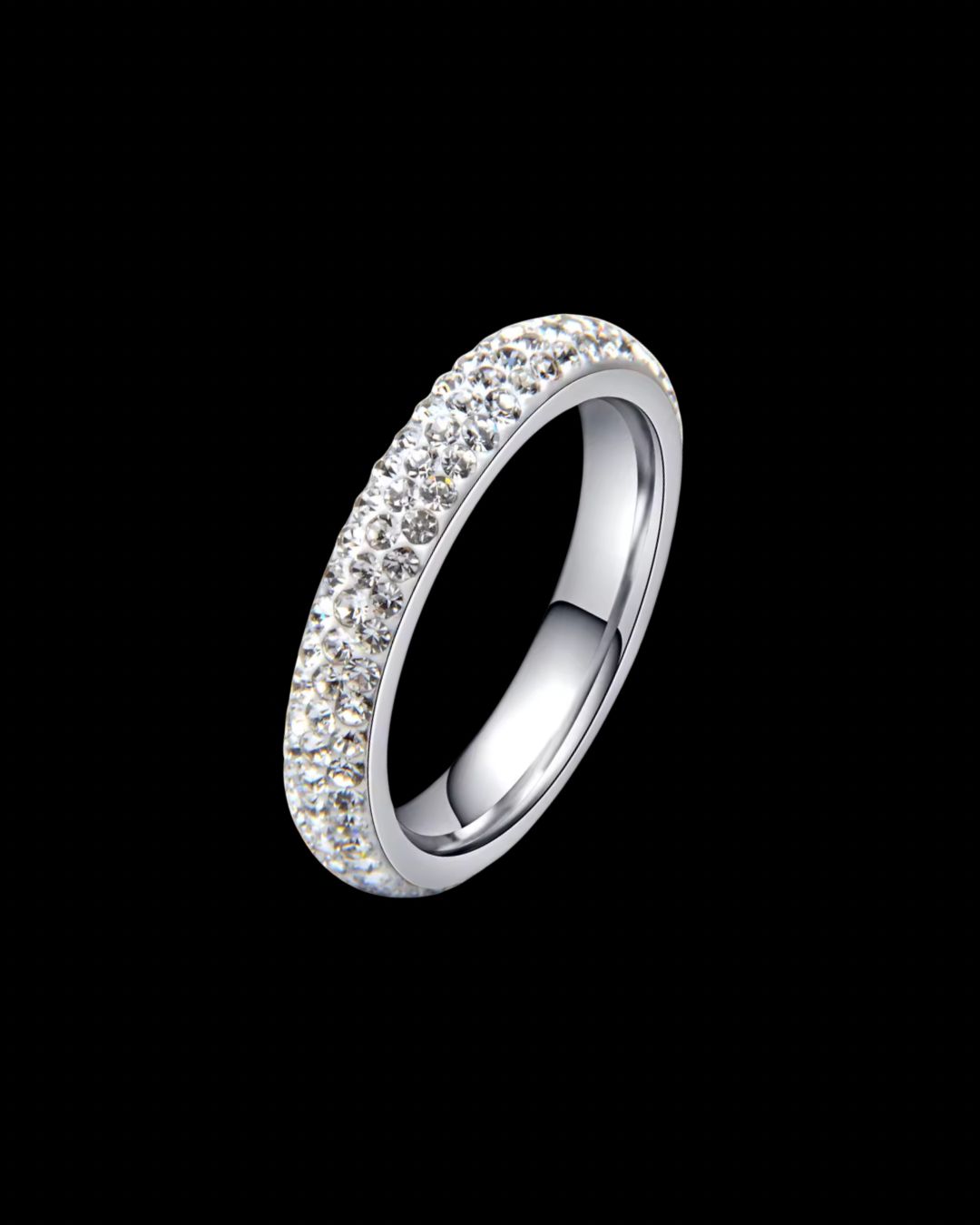Gelati's 4MM Micro Pave Carbon Diamonds Titanium & Vermeil 18k Layers Infinity Band