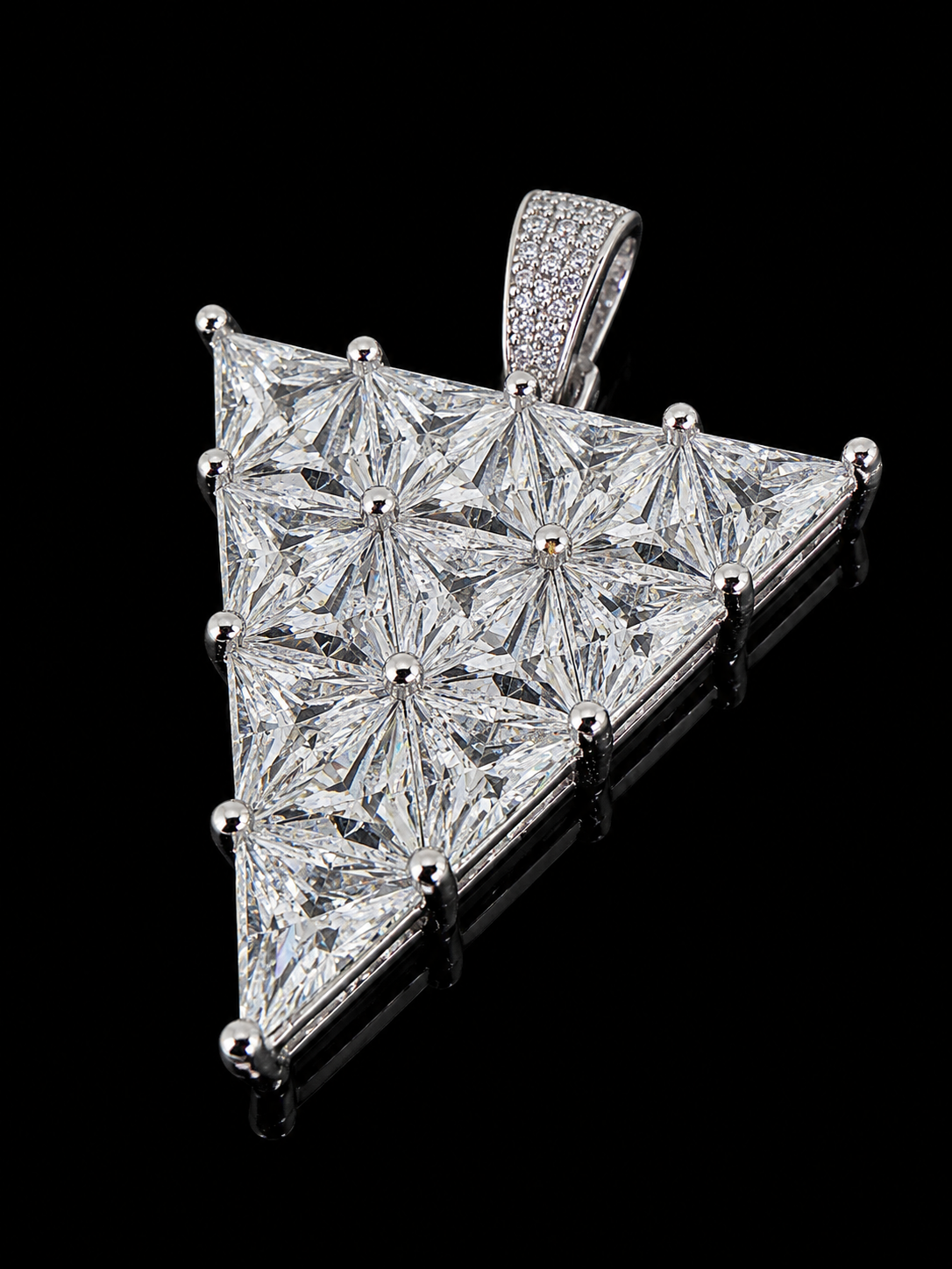 "Trinity" Radiant Cut Invisible Setting Carbon Diamond Pendant – Titanium & 18K Vermeil | Chain Included