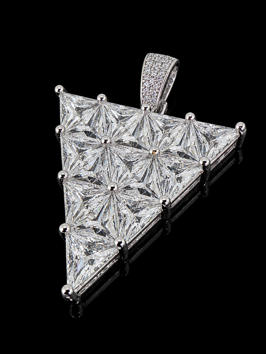 "Trinity" Radiant Cut Invisible Setting Carbon Diamond Pendant – Titanium & 18K Vermeil | Chain Included
