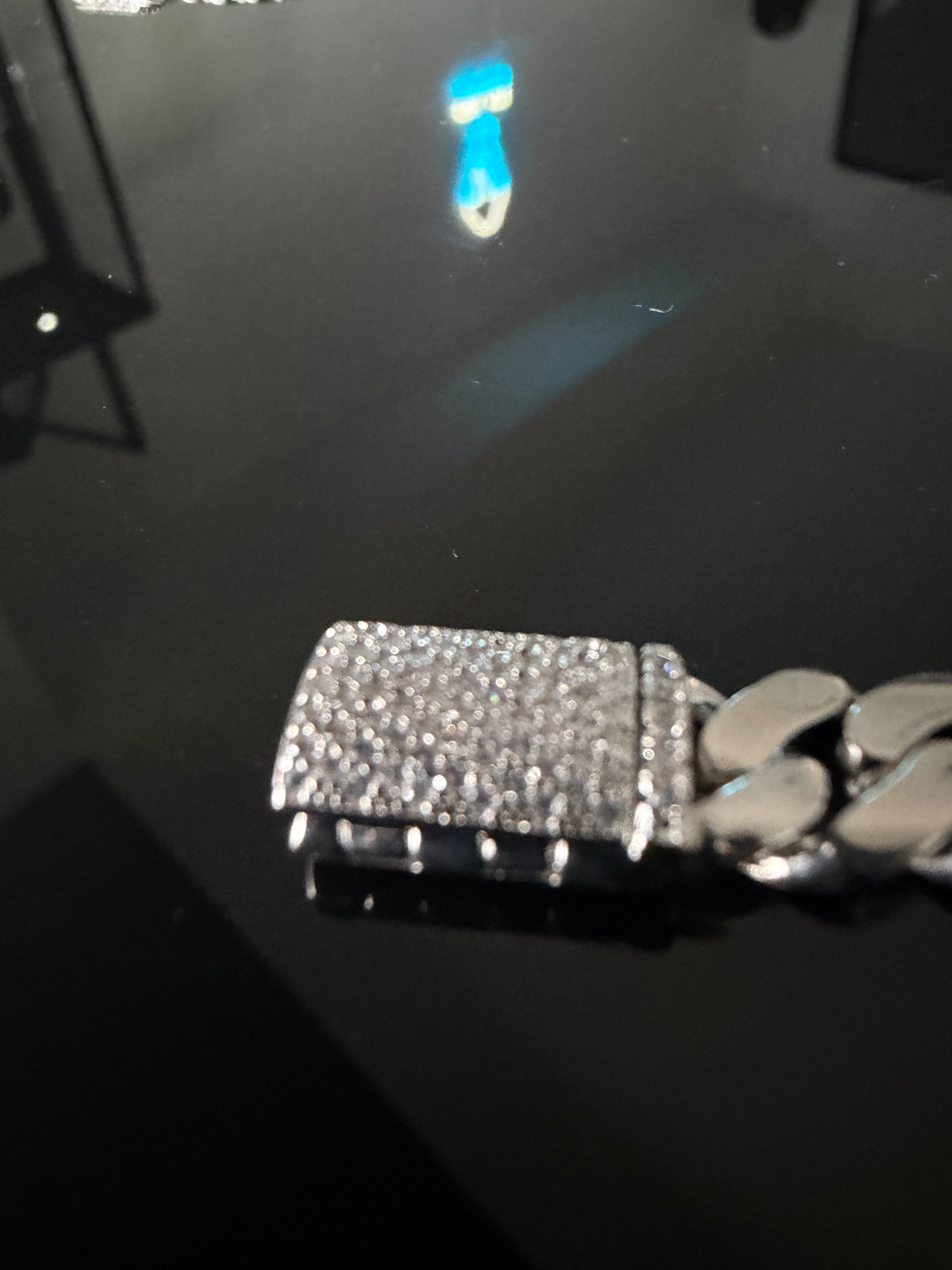 Gelati's Plain Signature DVVS1/CB Diamond Lock Ice Miami Curb Bracelet in Titanium Steel & 18 K Vermeil Gold Inserts