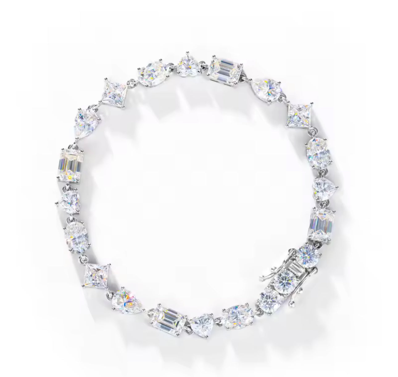 Gelati's Bespoke Multi Cut VVS1 Diamond Pear & Baguette Cut Tennis Bracelet in 925 Silver & 18k Vermeil Gold