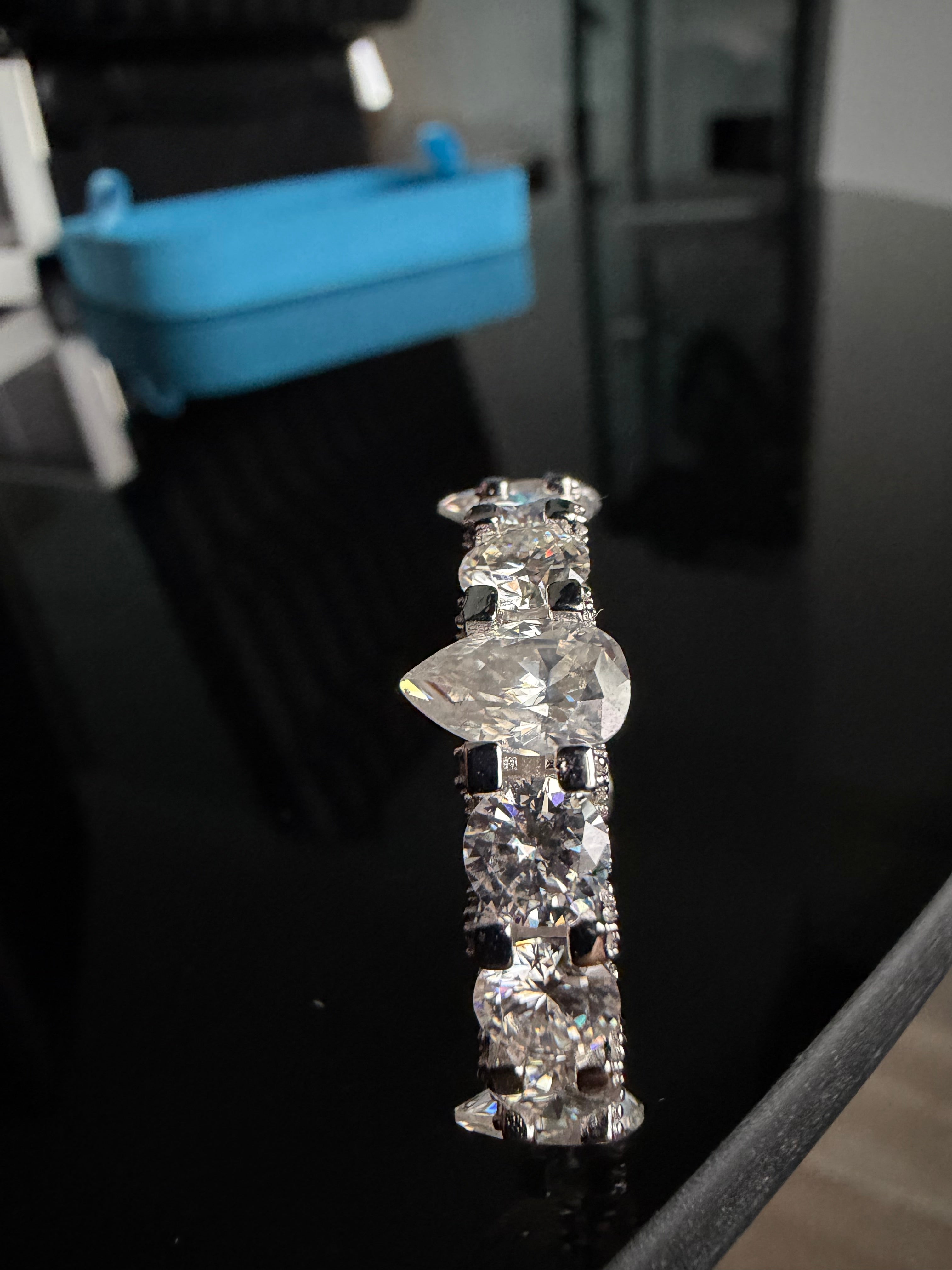 Gelati's "Ice Glacier" FL-IF Lab Moissanite Diamond Hybrid Pear & Diamond Cut Setting Diamond Ring In Solid 925 Silver & 18k Vermeil Gold