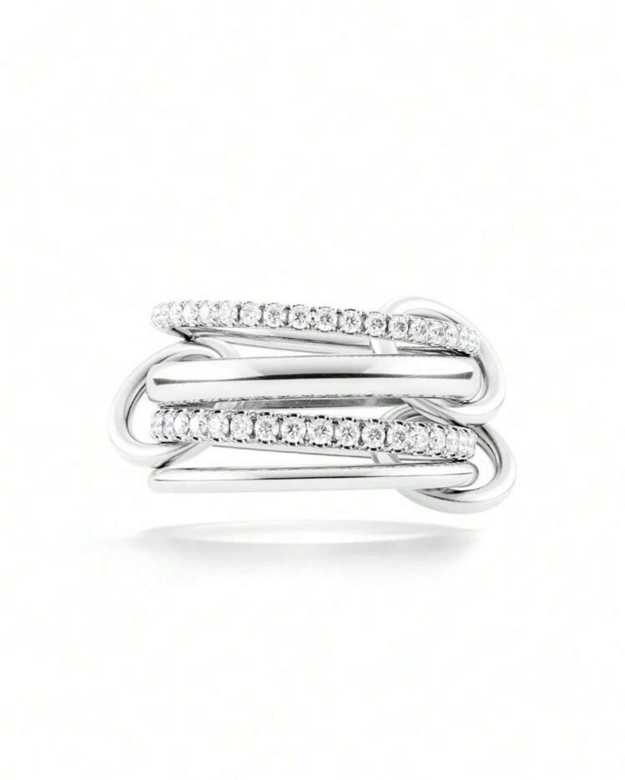 Gelati's Limited Edition - Signature Multilink VVS1 Moissanite Diamond Ring In 925 Silver & 18k Vermeil Gold Accents