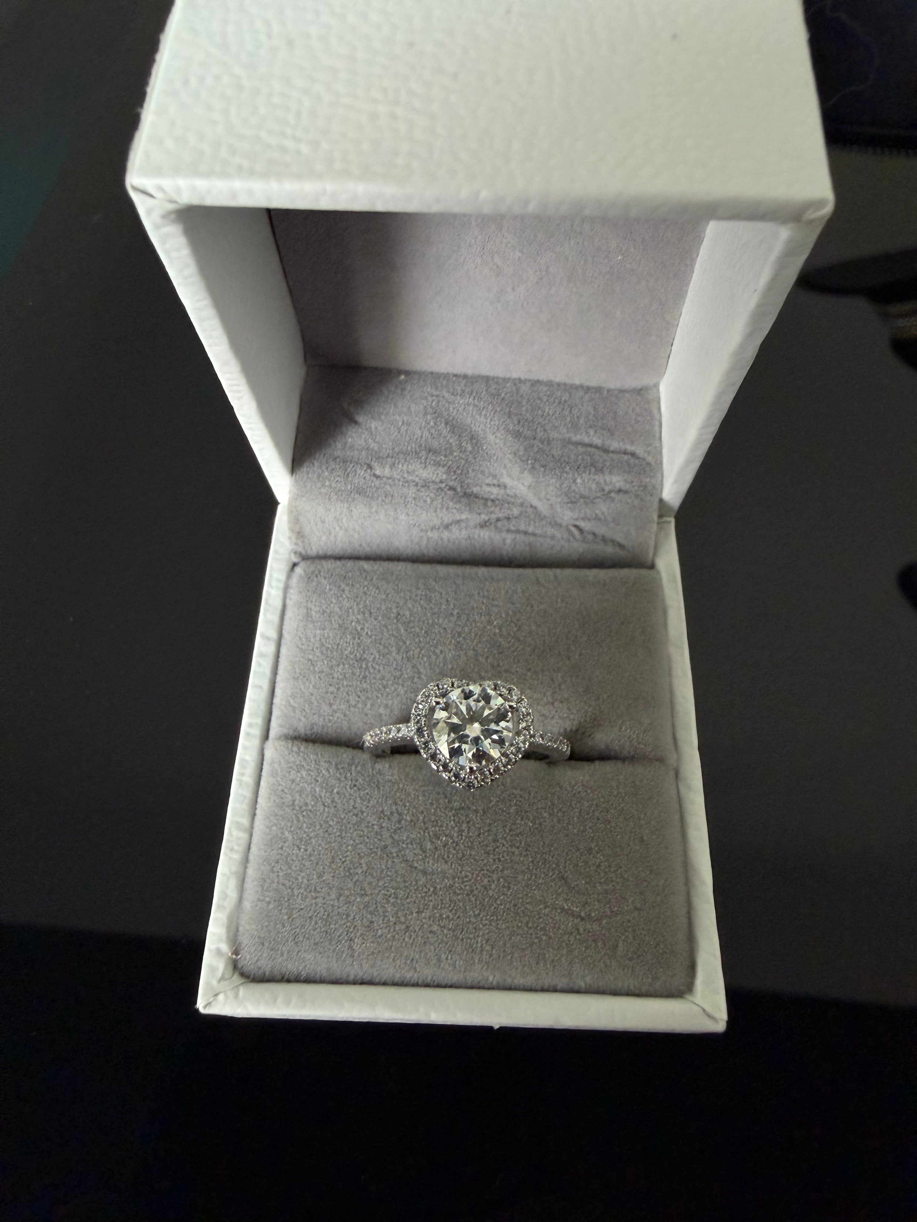 Gelati' Diamond Heart "Amore" Ring in 925 Sterling Silver & VVS1 D -color Lab Moissanite Diamonds