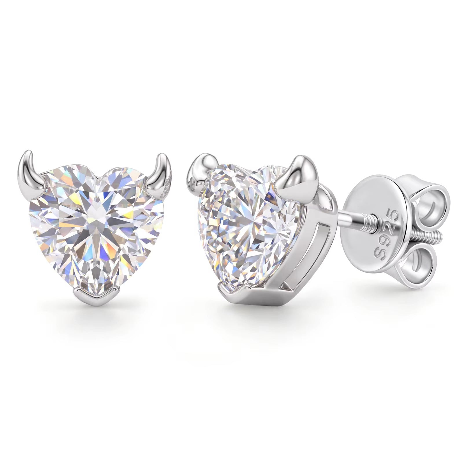 GELATI DIAMOND DEVIL EARRINGS | FL-IF FLAWLESS MOISSANITE | 925 STERLING SILVER | 18K VERMEIL GOLD