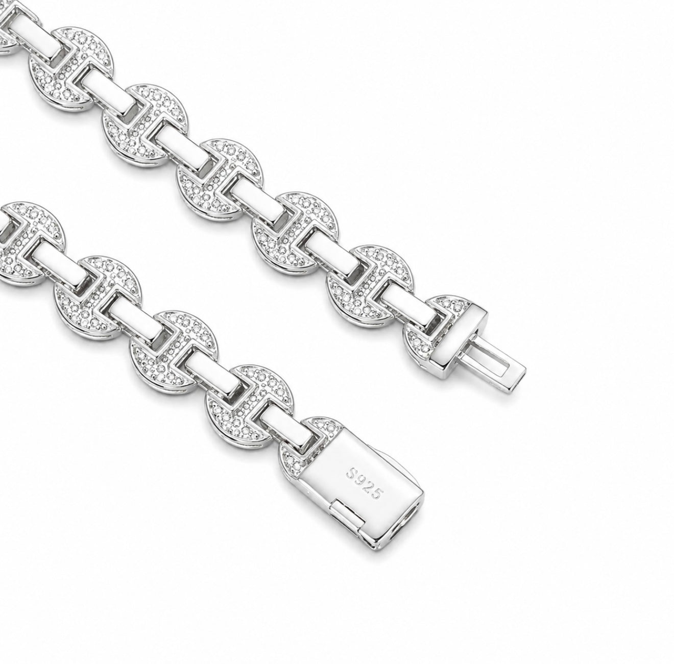 GELATI’S 6MM GUCCI LINK VVS1 DIAMOND BRACELET IN SOLID 925 STERLING SILVER & 18K VERMEIL GOLD