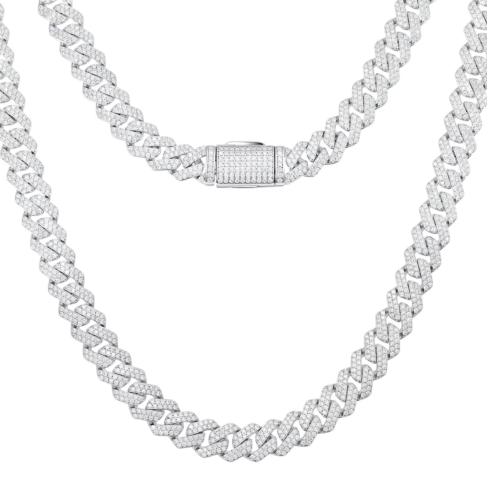Bipolar Miami Link Cuban Necklace – 3EX FL-IF D-Color Moissanite, 925 Silver & 18K Vermeil (14MM)