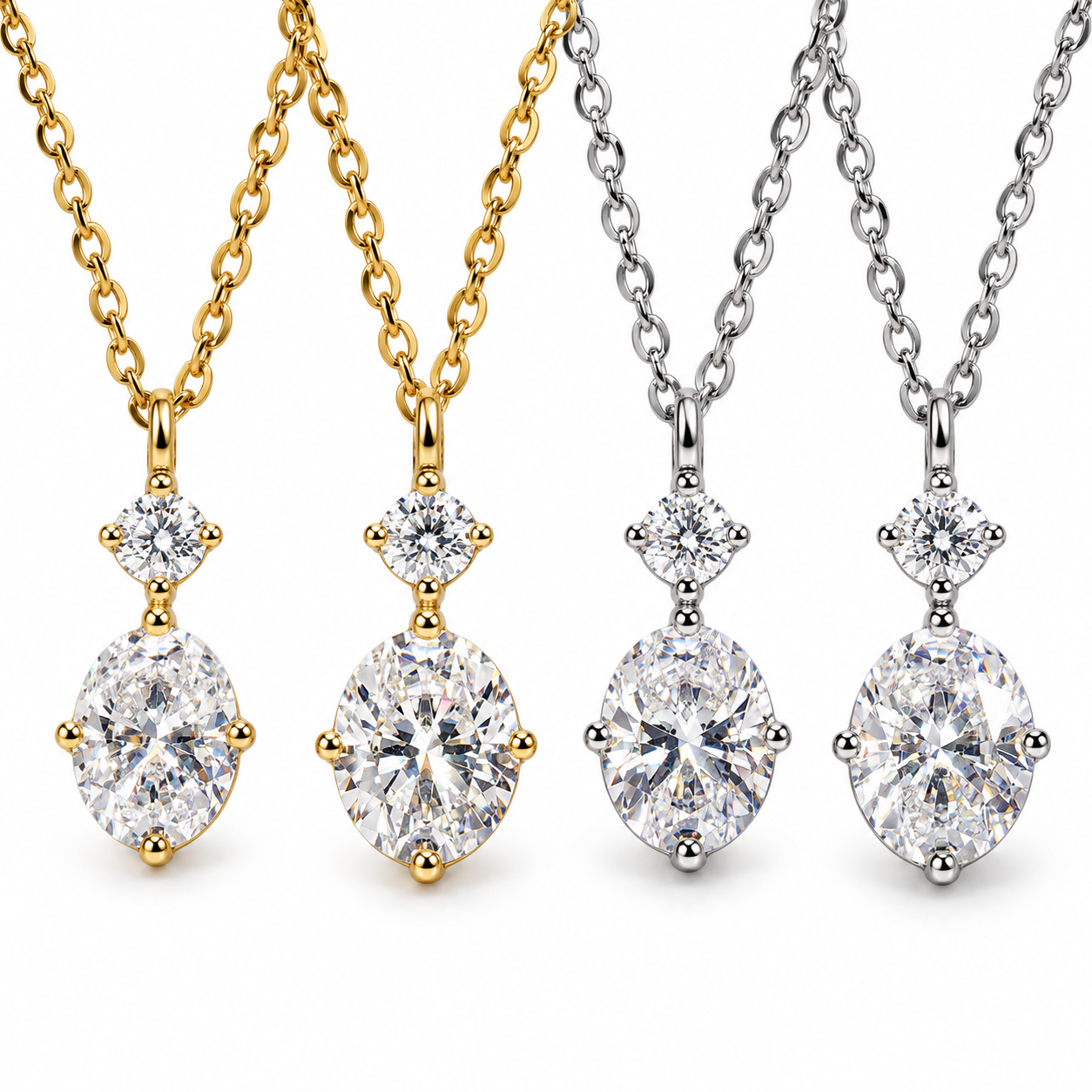 Gelati Celestial Oval Cut Diamond Necklace | VVS1 Lab Moissanite Diamond | 18K Vermeil Gold | 925 Sterling Silver