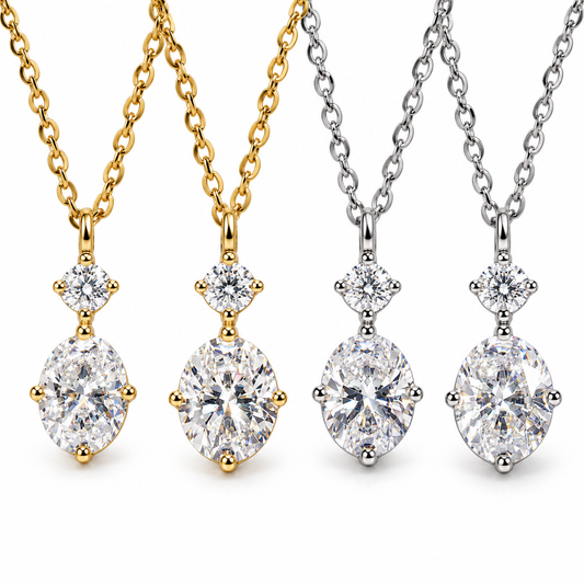 Gelati Celestial Oval Cut Diamond Necklace | VVS1 Lab Moissanite Diamond | 18K Vermeil Gold | 925 Sterling Silver