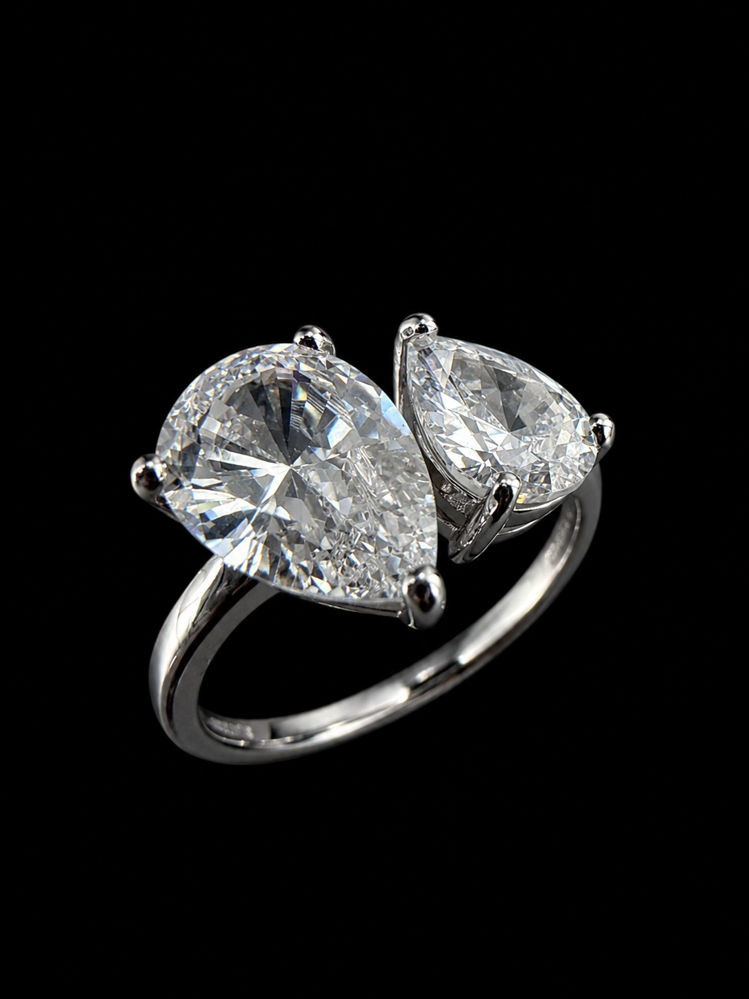 Mixed Baguette & Pear Cut 3Ct Eternity Ring 925 Silver - 18k White Gold Vermeil | FL-IF Moissanite