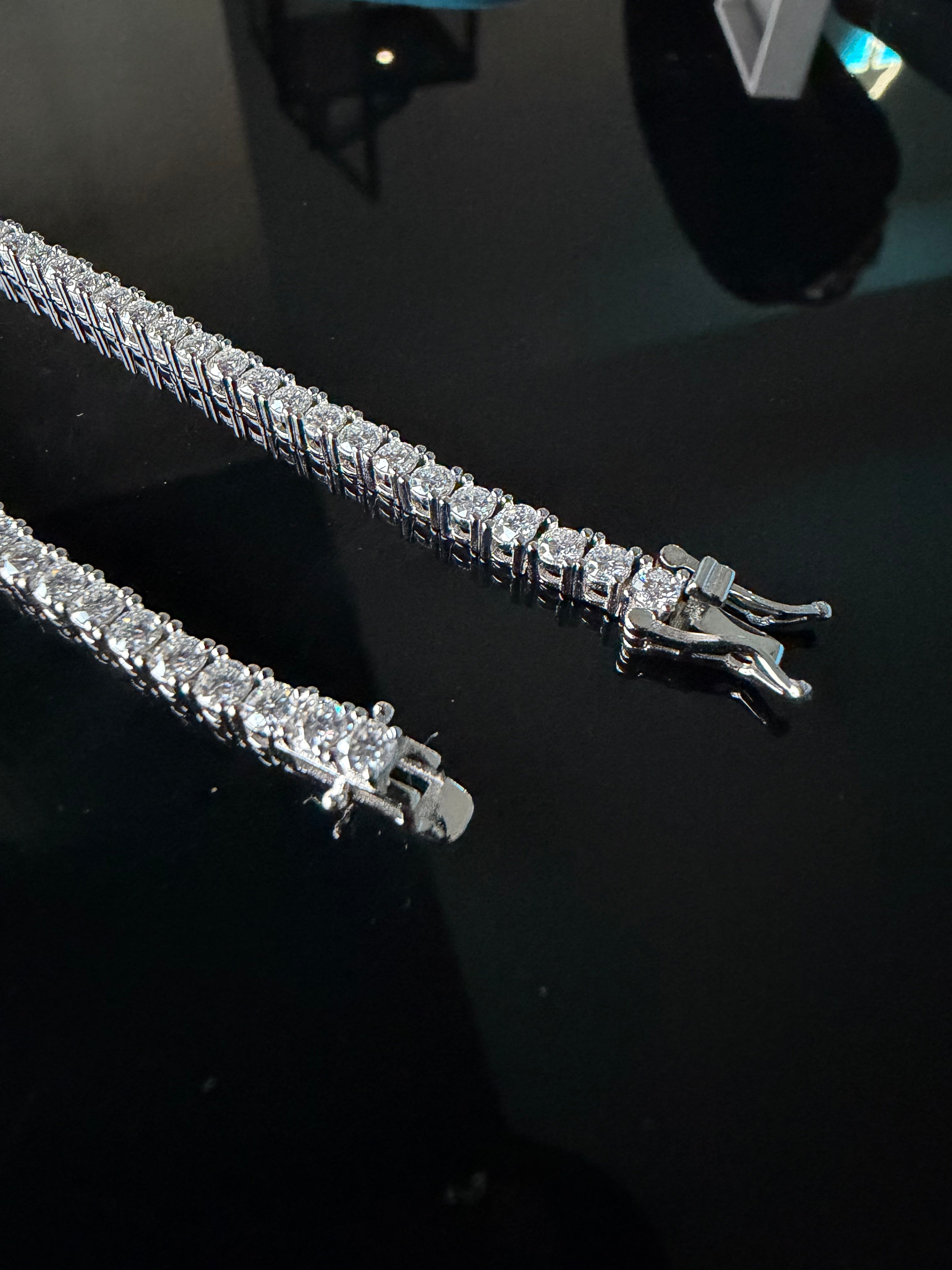 Gelati's Signature Diamond Emerald Cut Tennis Bracelet in 925 Silver & 18k Vermeil Gold