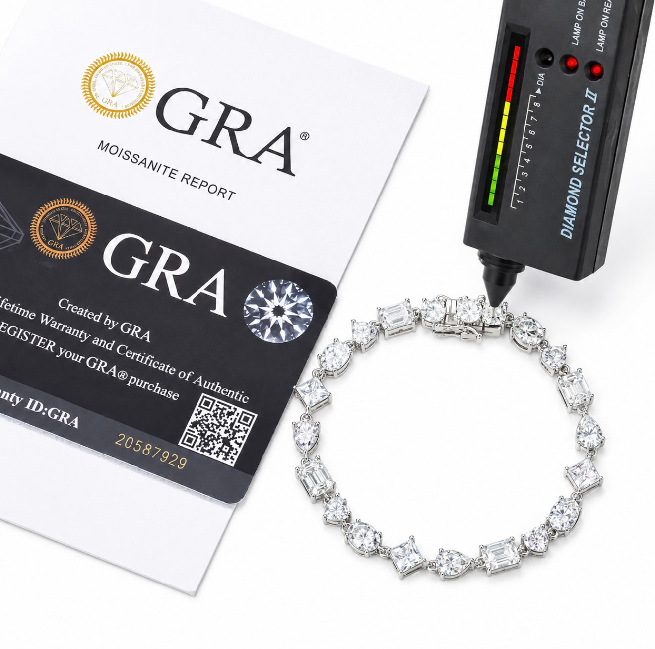 BESPOKE MULTI CUT TENNIS BRACELET – DVVS1/HCD MOISSANITE (PEAR & BAGUETTE), 925 SILVER & 18K VERMEIL GOLD