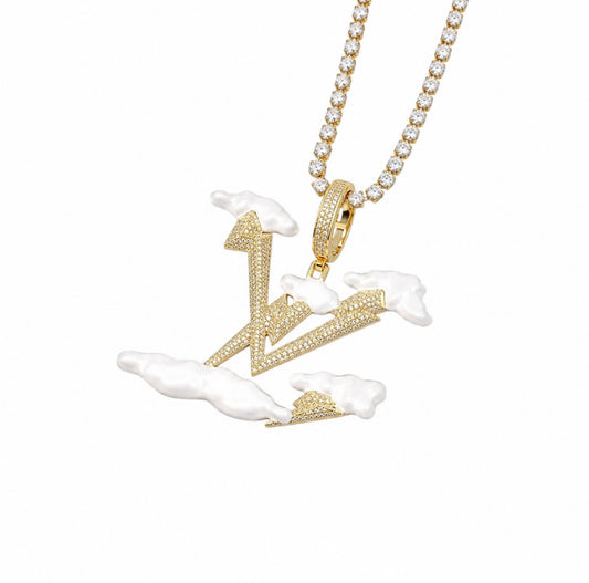 GELATI’S BESPOKE “THUNDERSTORM” MICRO PAVE & WHITE ENAMEL DIAMOND PENDANT