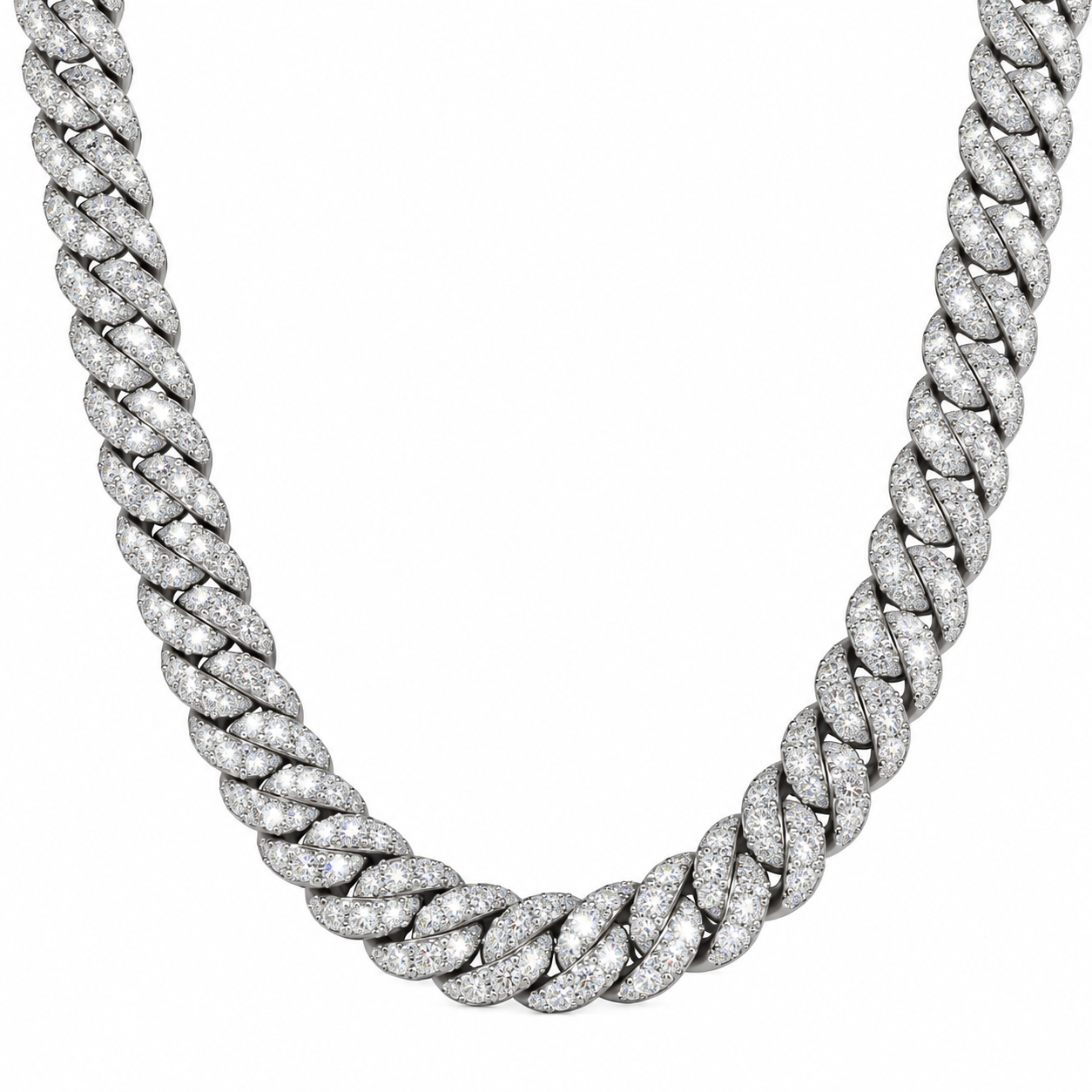 GELATI GALAXY SETTING DIAMOND MOON LINK CUBAN CHAIN | FL-IF Lab Moissanite D-Color | Solid 925 Sterling Silver & 18K Vermeil|