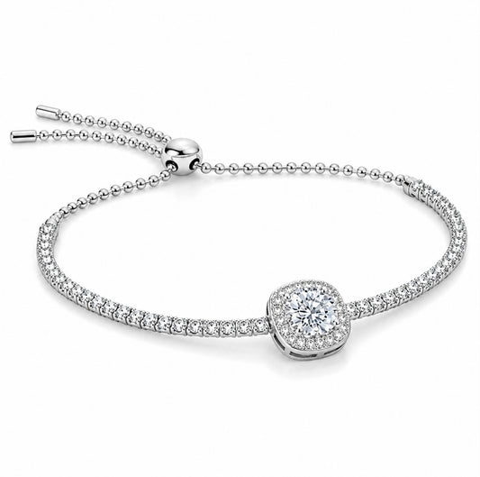 GELATI’S RESIZABLE VVS1 MOISSANITE DIAMOND SQUARE CUT TENNIS BRACELET IN 925 STERLING SILVER