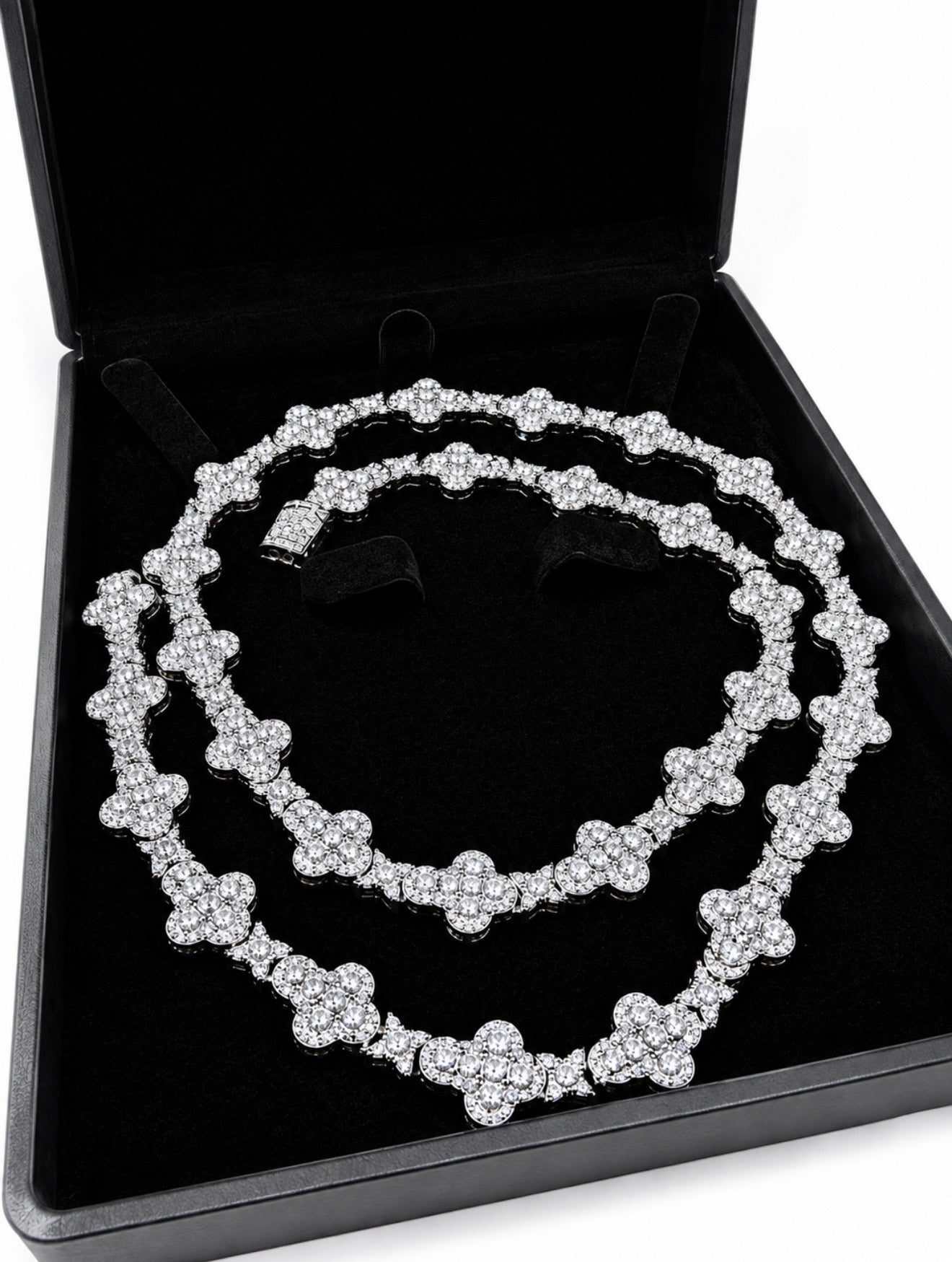 SPECIALE STAR CROSS LINK NECKLACE – 20CTW FL-IF MOISSANITE, 925 SILVER & 18K WHITE VERMEIL