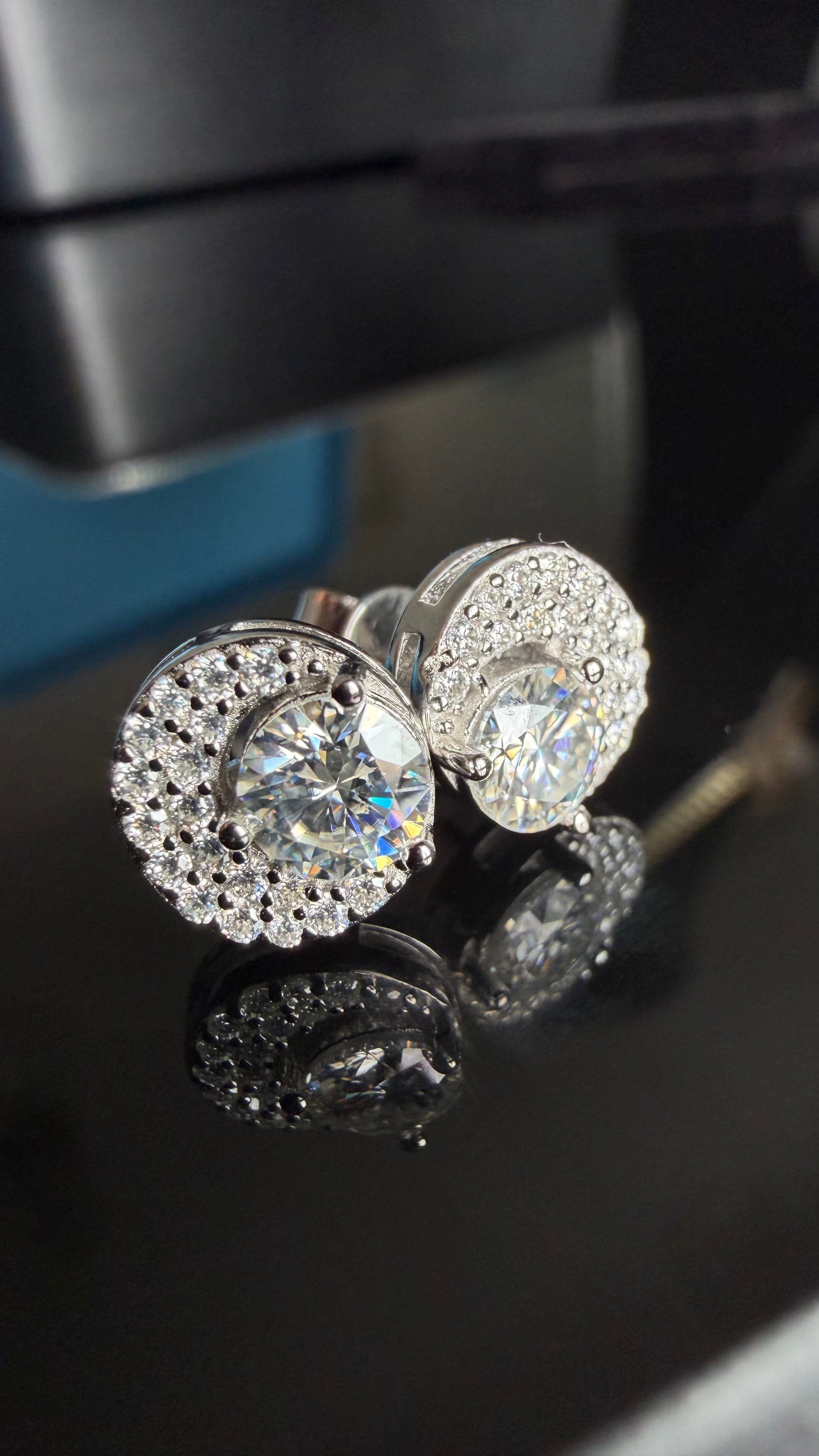 Half-Moon Earrings – FL-IF Moissanite, 925 Silver & 14K White Vermeil