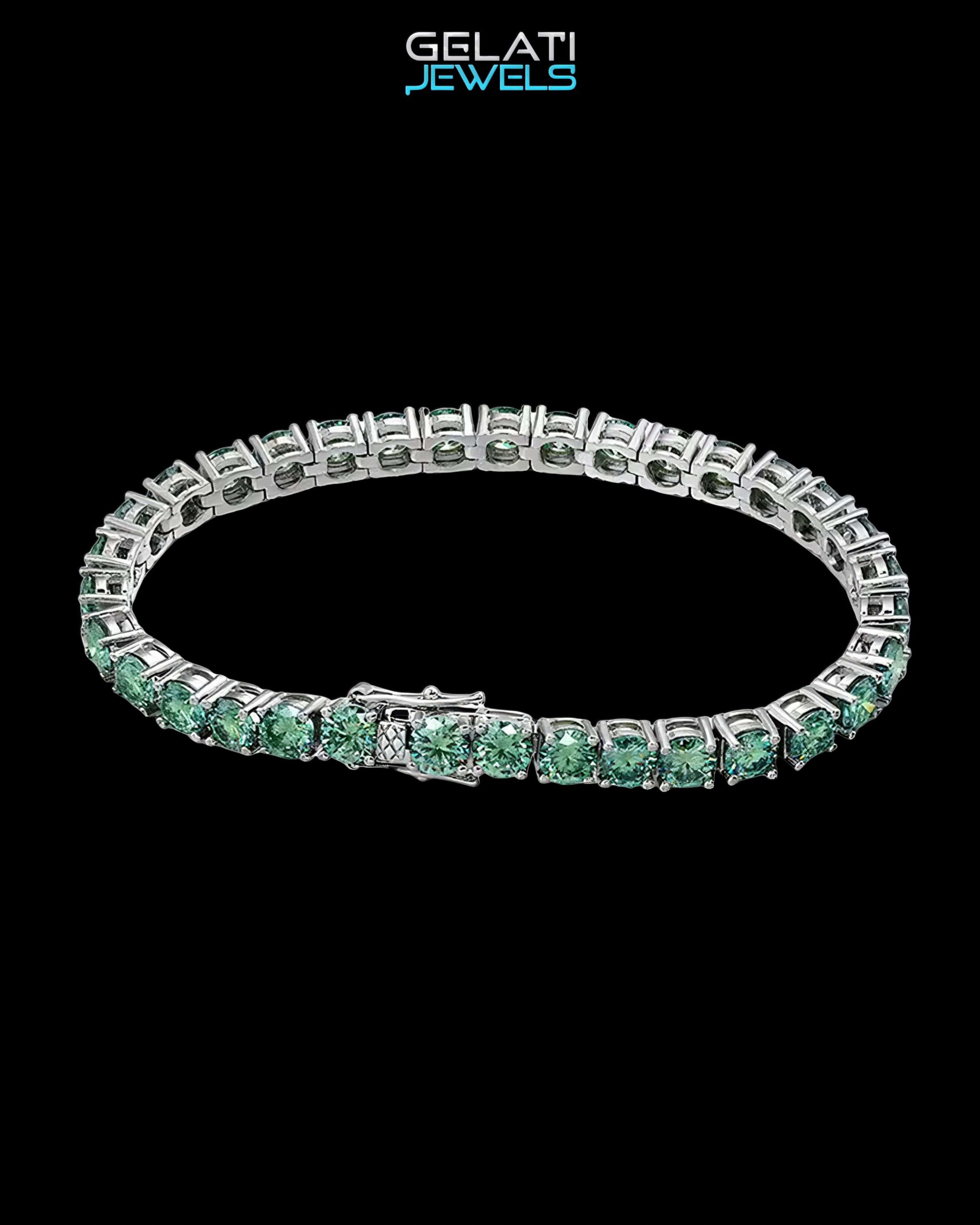 Gelati's Bracciale in Emerald Green VVS1 Diamond Bracelet Solid 925 Silver & 18k Vermeil Gold