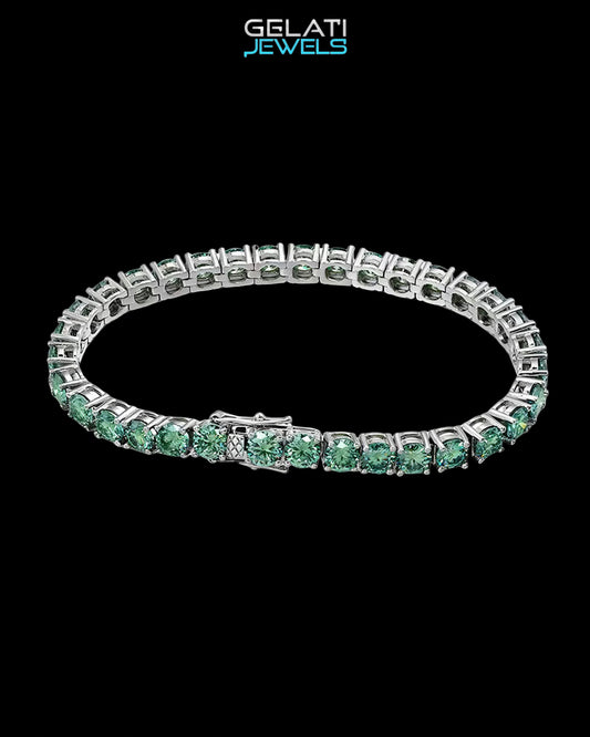 Gelati's Bracciale in Emerald Green VVS1 Diamond Bracelet Solid 925 Silver & 18k Vermeil Gold