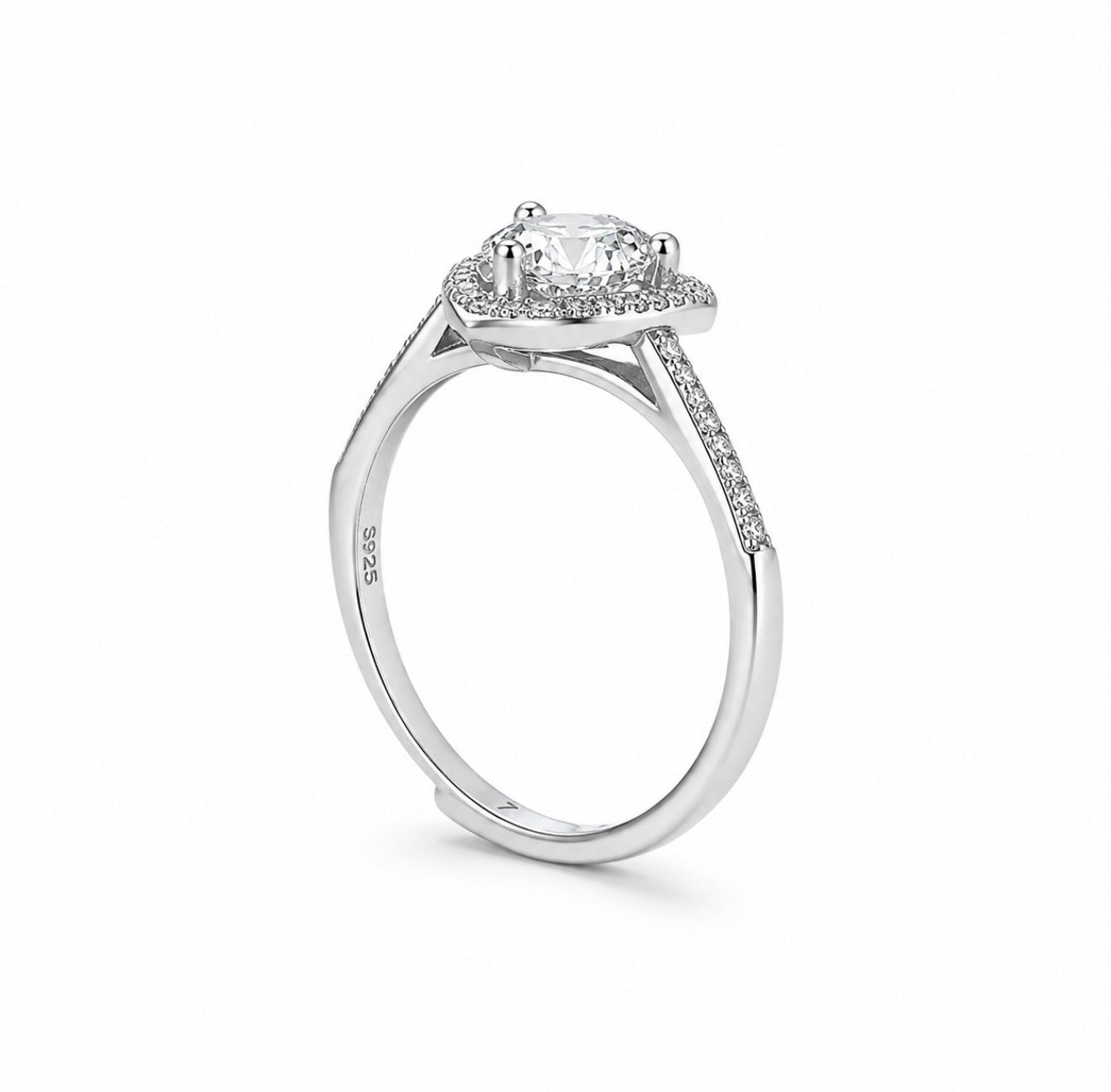 GELATI’ DIAMOND HEART “AMORE” RING IN 925 STERLING SILVER & VVS1 D-COLOR LAB MOISSANITE DIAMONDS