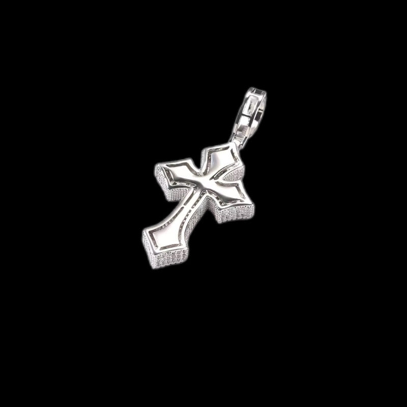 Gelati's Crusade Micro Pave Diamond Cross Pendant in Solid Titanium & 18k Vermeil Gold Accents