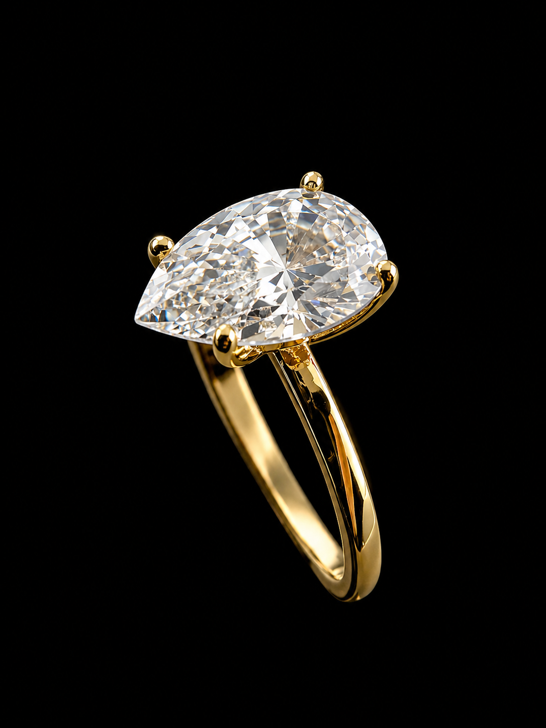 Sottozero Pear Ring – 2CTW DVVS1/CB Moissanite, 925 Silver & 14K White Vermeil