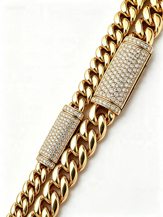 GELATI PLAIN MIAMI LINK NECKLACE – D-VVS1 Diamond Lock 925 Silver|Titanium & 18K Vermeil