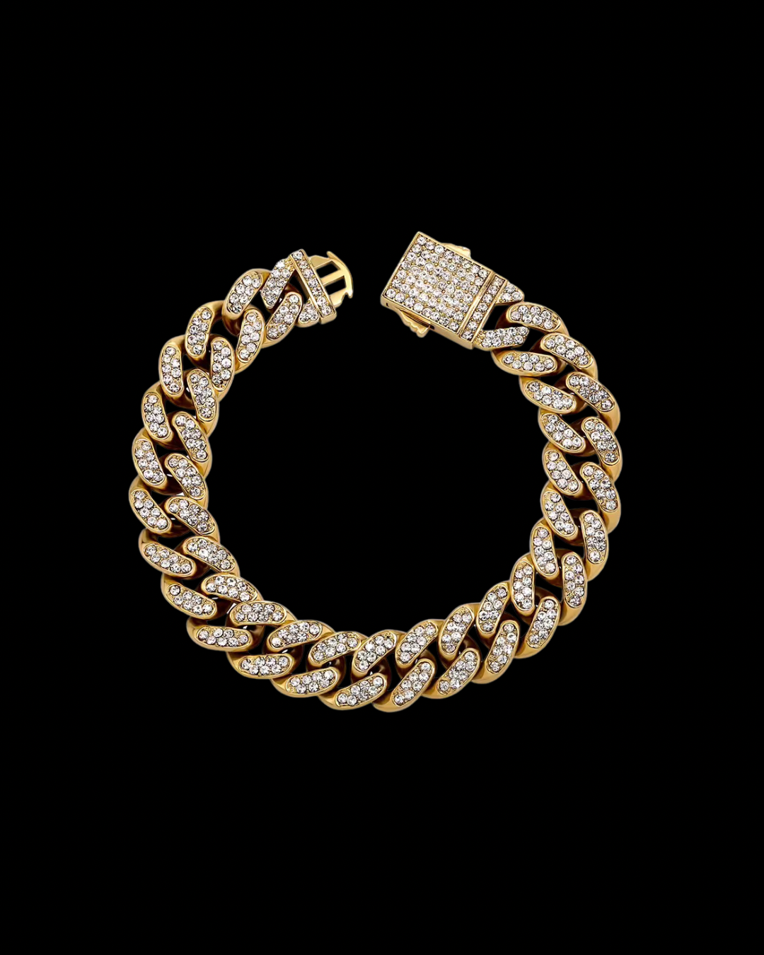 Gelati's  10MM Remedio Carbon Diamond Miami Curb Bracelet in Titanium Steel & 18 K Vermeil Inserts