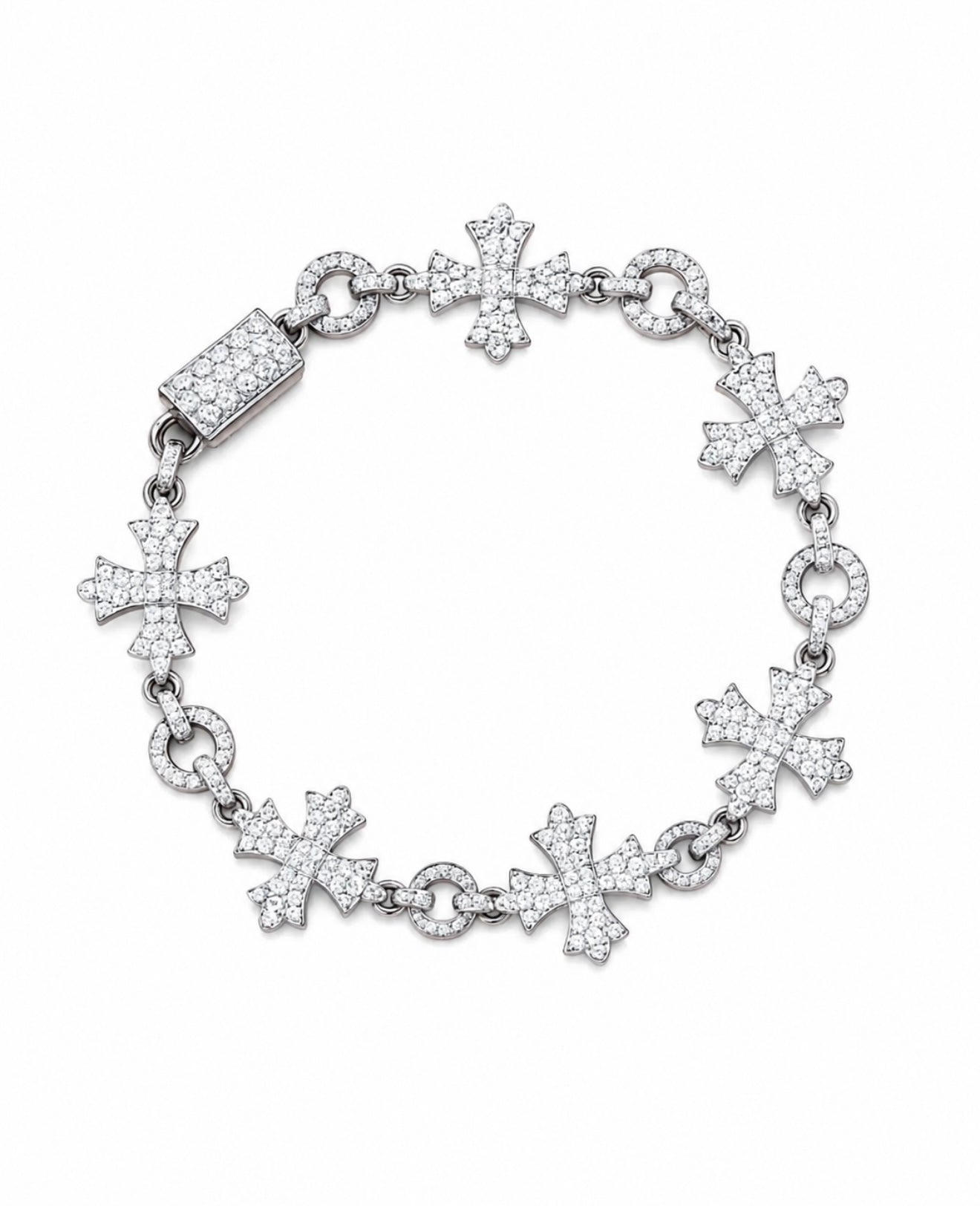 GELATI’S GLACIER CROSS LINK VVS1/HCD DIAMOND BRACELET IN SOLID 925 STERLING SILVER & 18K VERMEIL GOLD INLAY