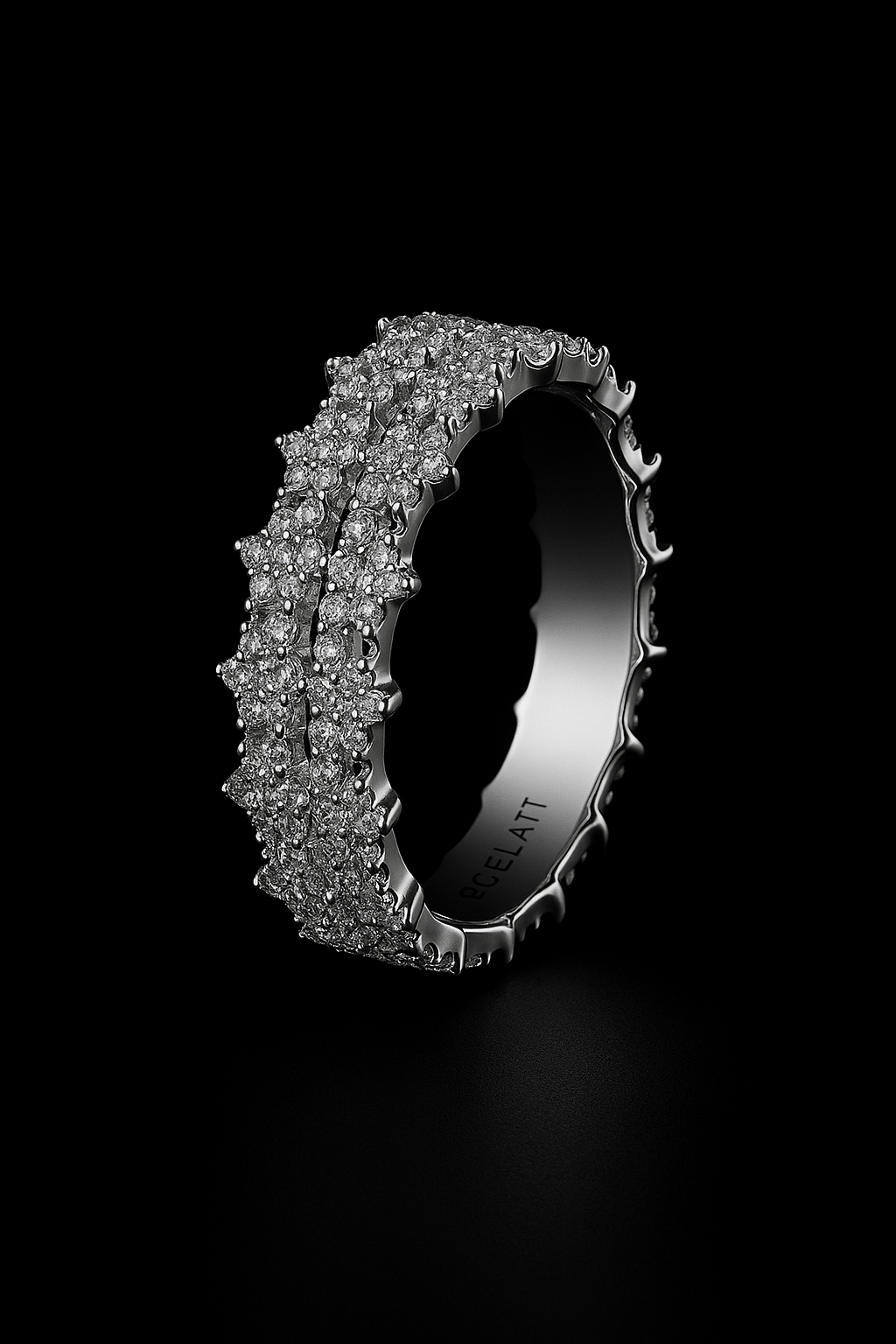 Gelati's Pentagram 3CT VVS1 Diamond Ring In Solid 925 Silver & 18k Vermeil Gold Inlay