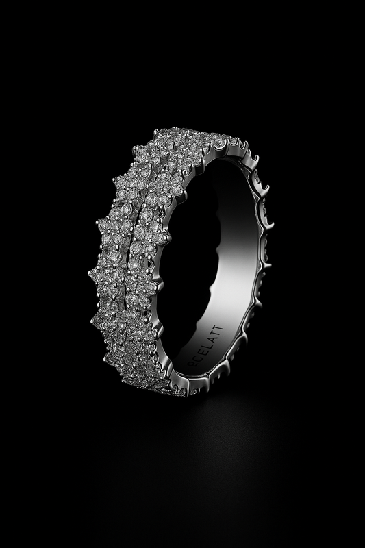 Gelati's Pentagram 3CT VVS1 Diamond Ring In Solid 925 Silver & 18k Vermeil Gold Inlay