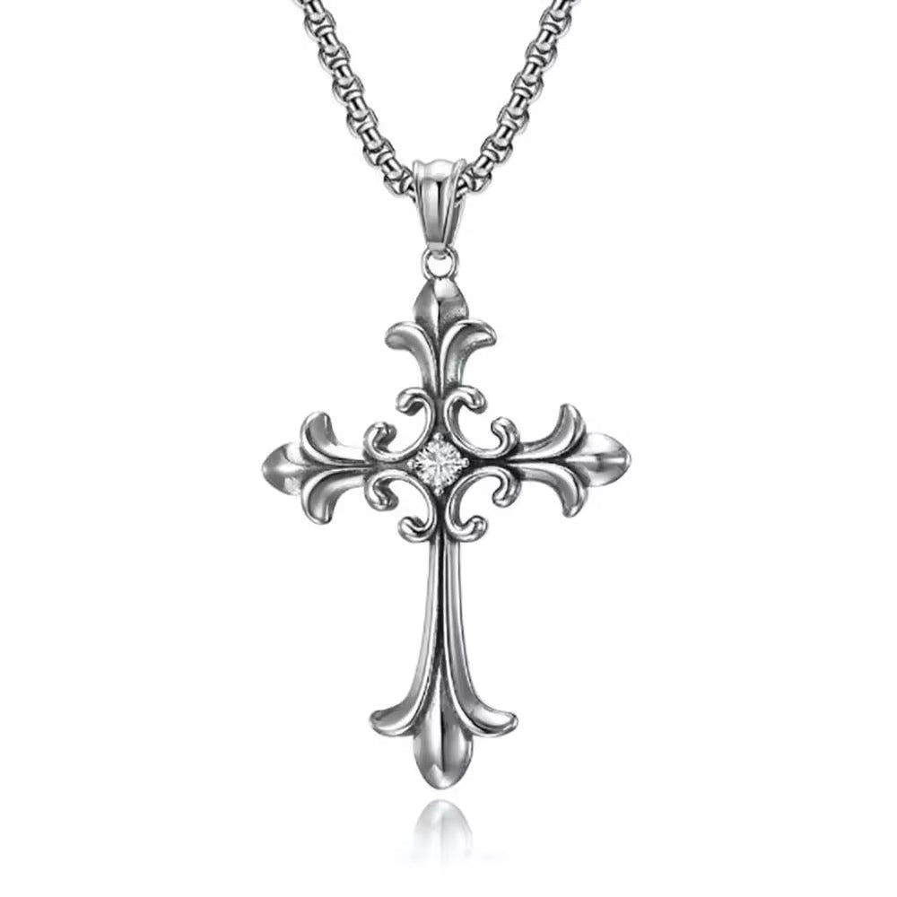 Gelati's Dark Chrome Carbon Diamond & Sterling Silver Cross Pendant with 18k Vermeil Gold Accents