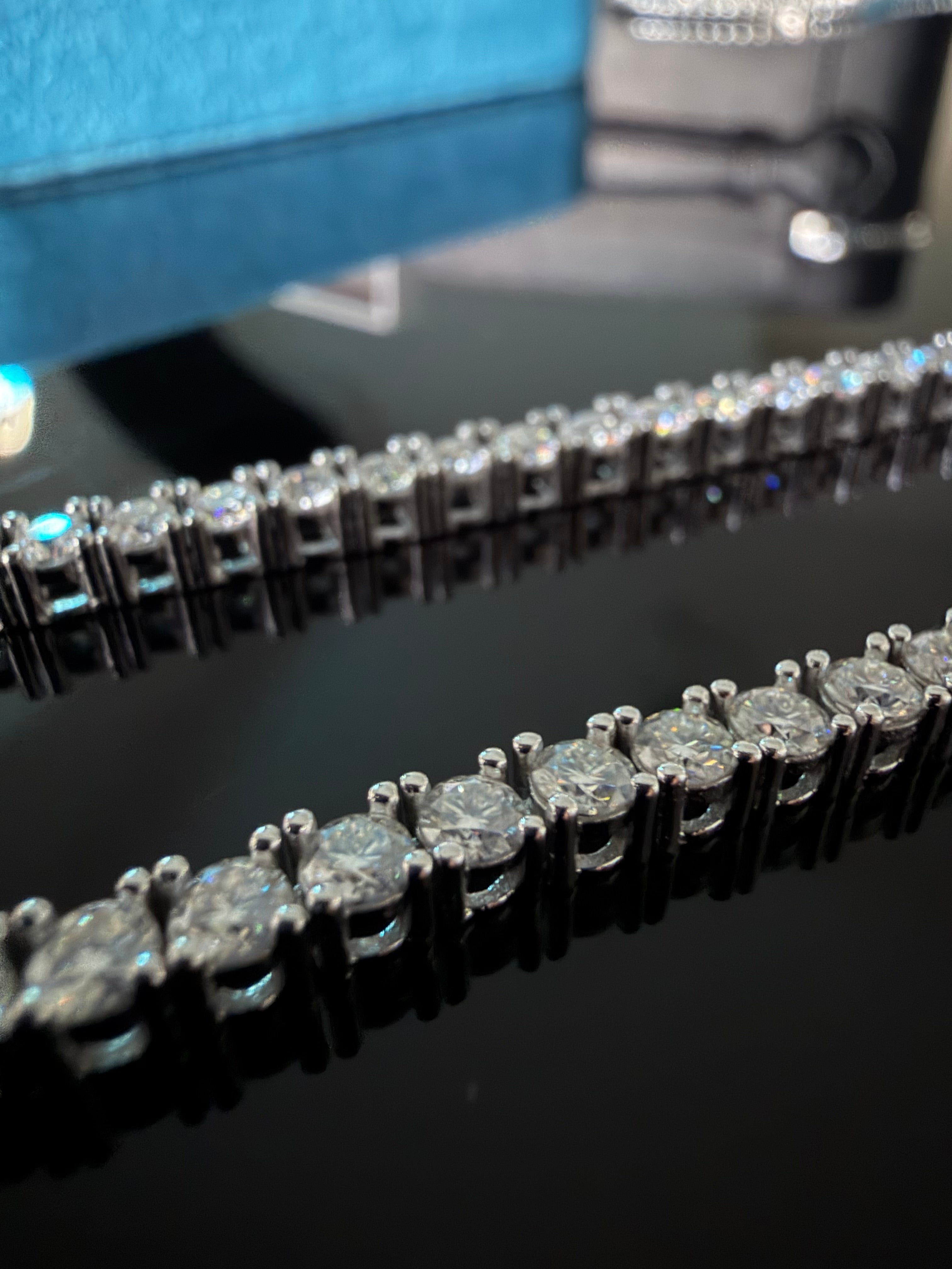 Gelati's Bespoke VVS1/CB 8CT Diamond "Glaciale"  Round & Square Cut Tennis Bracelet in 925 Silver & 18k Vermeil Gold