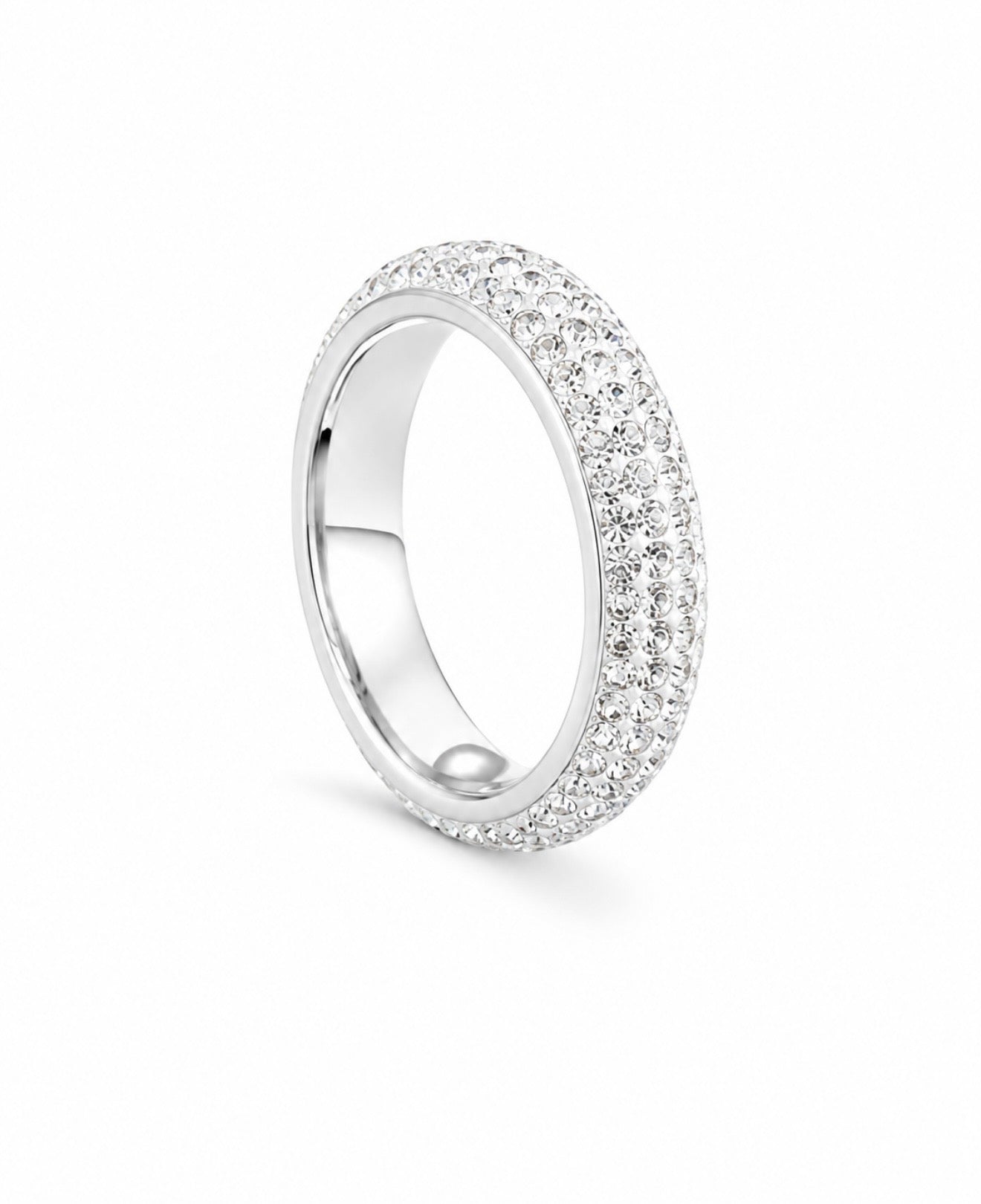 GELATI’S 4MM MICRO PAVE CARBON DIAMONDS TITANIUM & VERMEIL 18K LAYERS INFINITY BAND