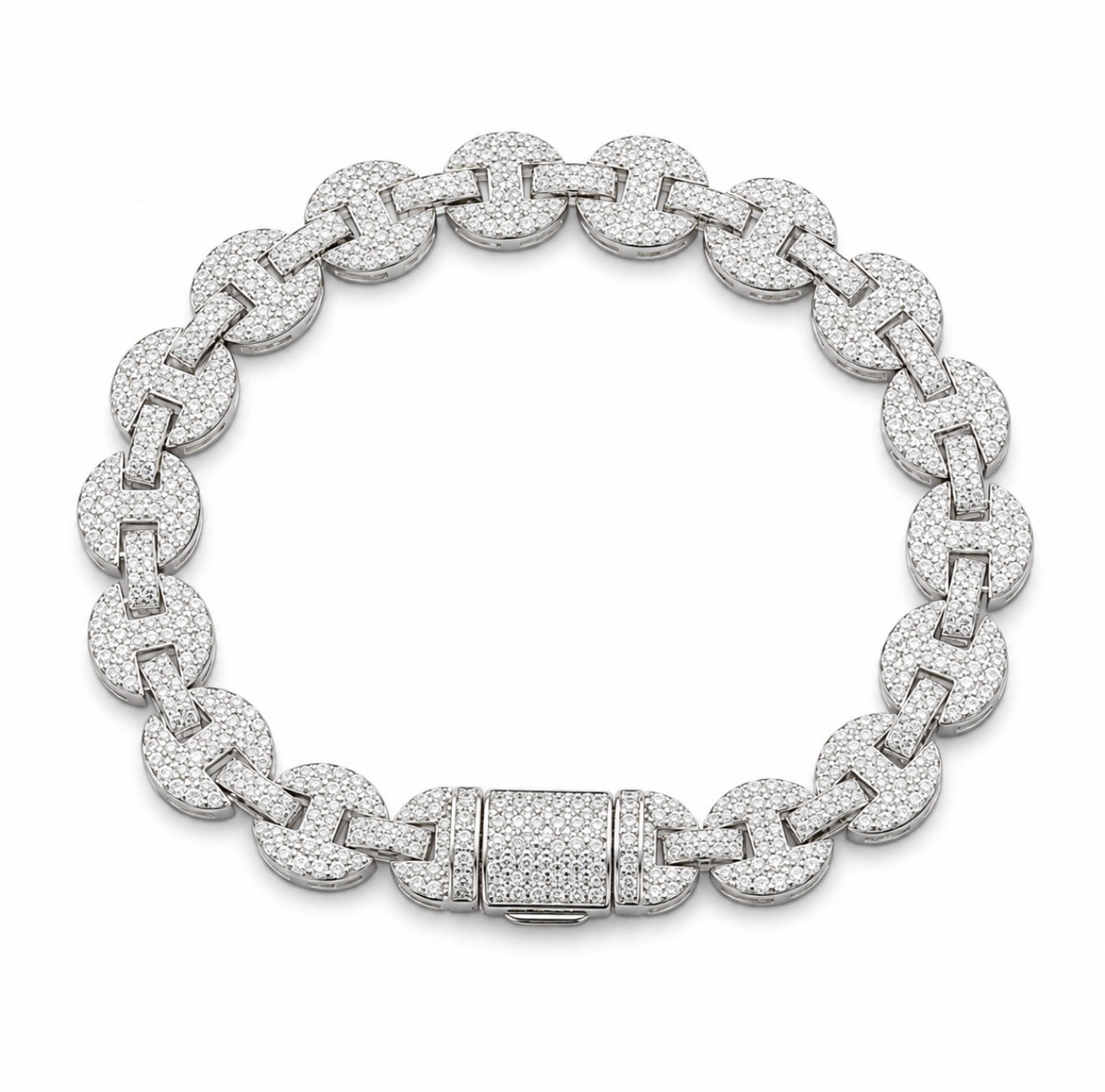 GELATI’S 6MM GUCCI LINK VVS1 DIAMOND BRACELET IN SOLID 925 STERLING SILVER & 18K VERMEIL GOLD