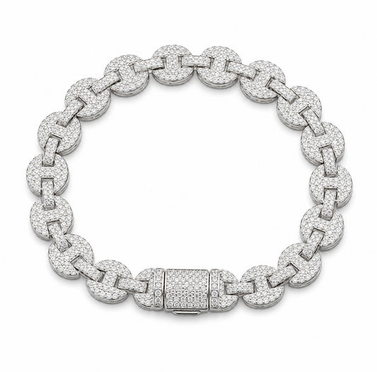 GELATI’S 6MM GUCCI LINK VVS1 DIAMOND BRACELET IN SOLID 925 STERLING SILVER & 18K VERMEIL GOLD